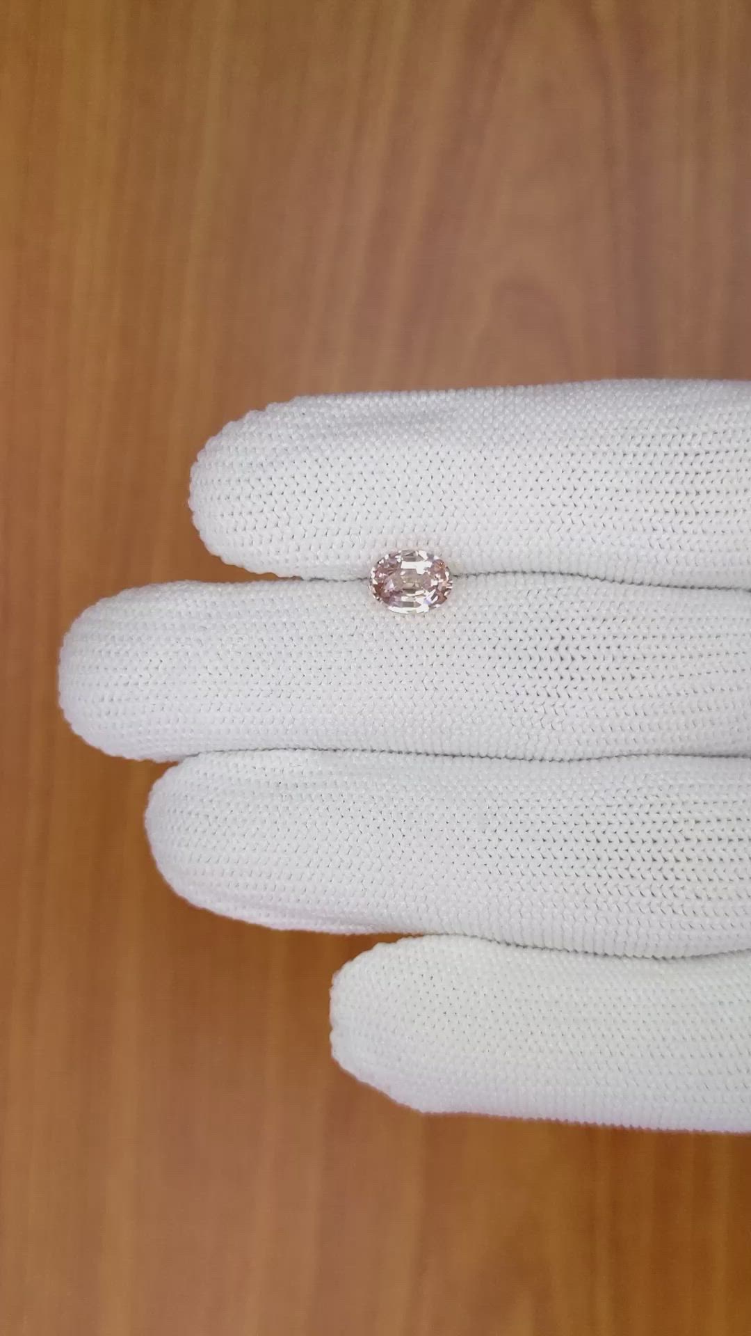 1.28 Ct. Peach Sapphire from Ceylon (Sri Lanka) Size Video