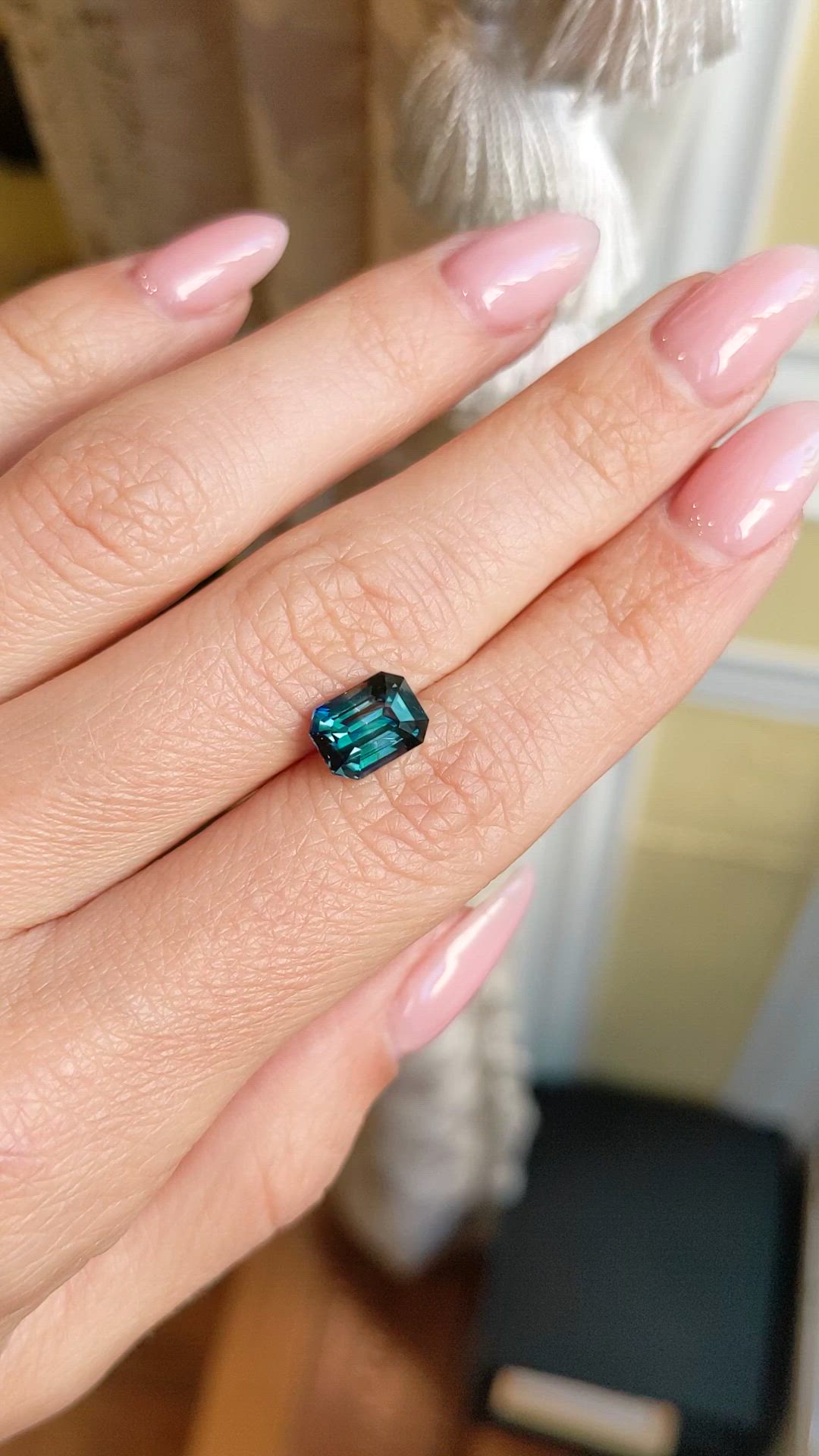 2.52 Ct. Greenish Blue Sapphire from Ceylon (Sri Lanka) Size Video