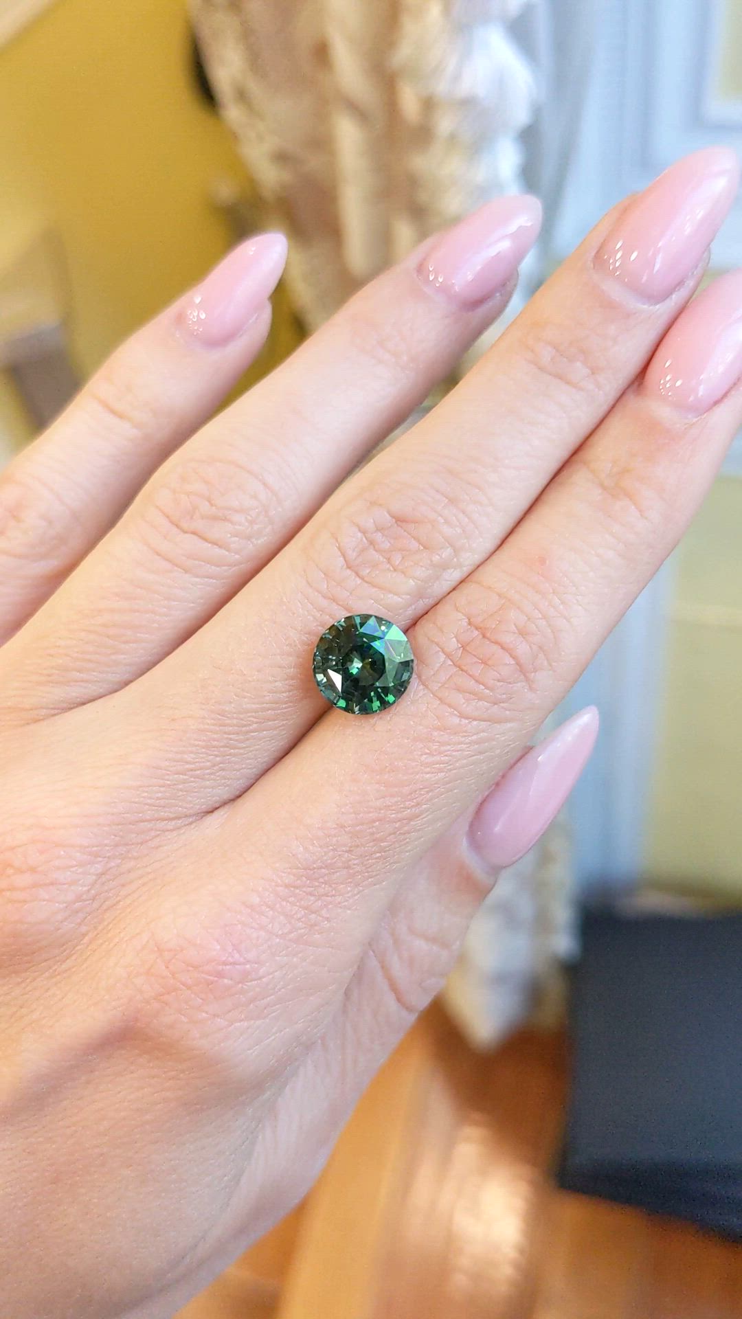 5.02 Ct. Bluish Green Sapphire from Ceylon (Sri Lanka) Size Video