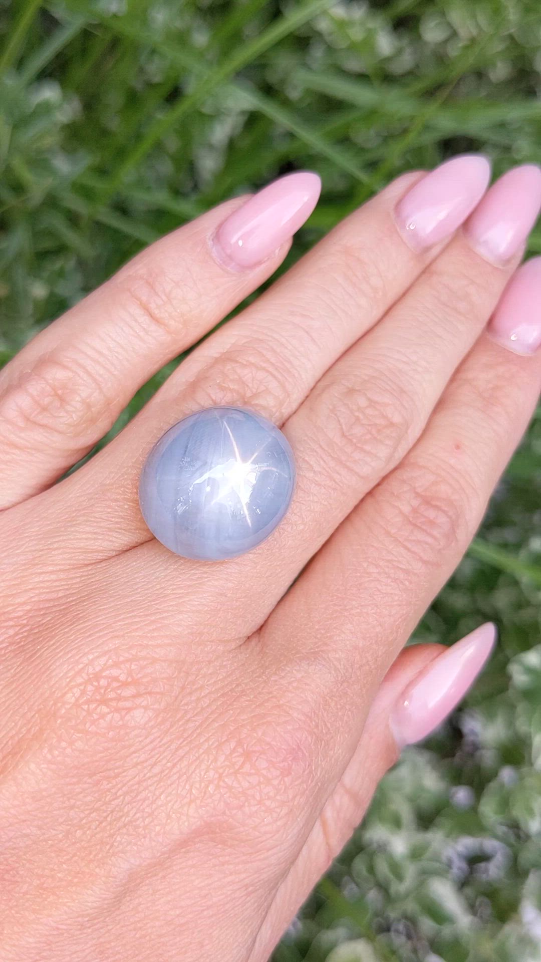 44.32 Ct. Bluish Grey Star Sapphire from Ceylon (Sri Lanka) Size Video
