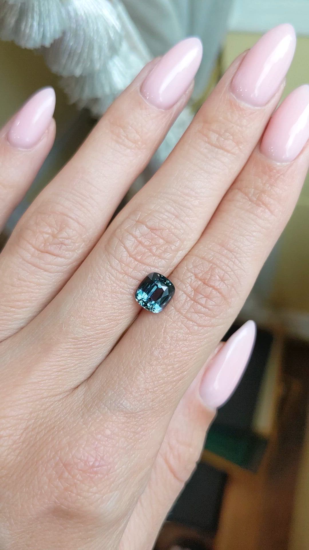 2.17 Ct. Greenish Blue Sapphire from Ceylon (Sri Lanka) Size Video