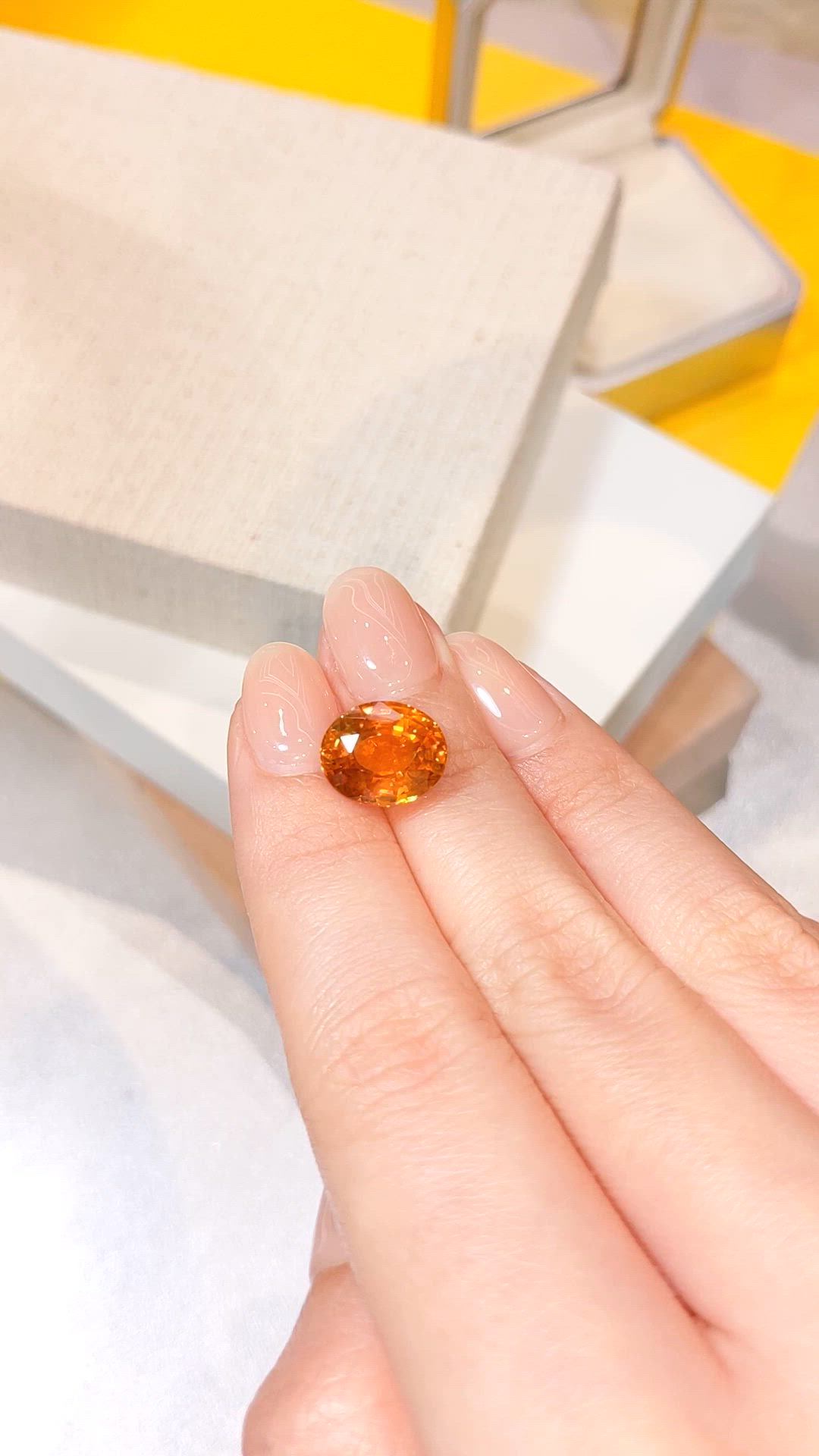 6.93 Ct. Orange Sapphire from Ceylon (Sri Lanka) Size Video