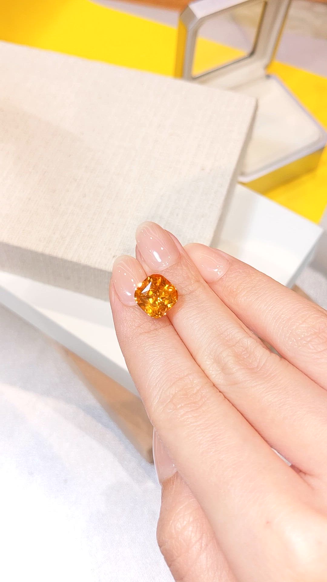 7.08 Ct. Orange Sapphire from Ceylon (Sri Lanka) Size Video