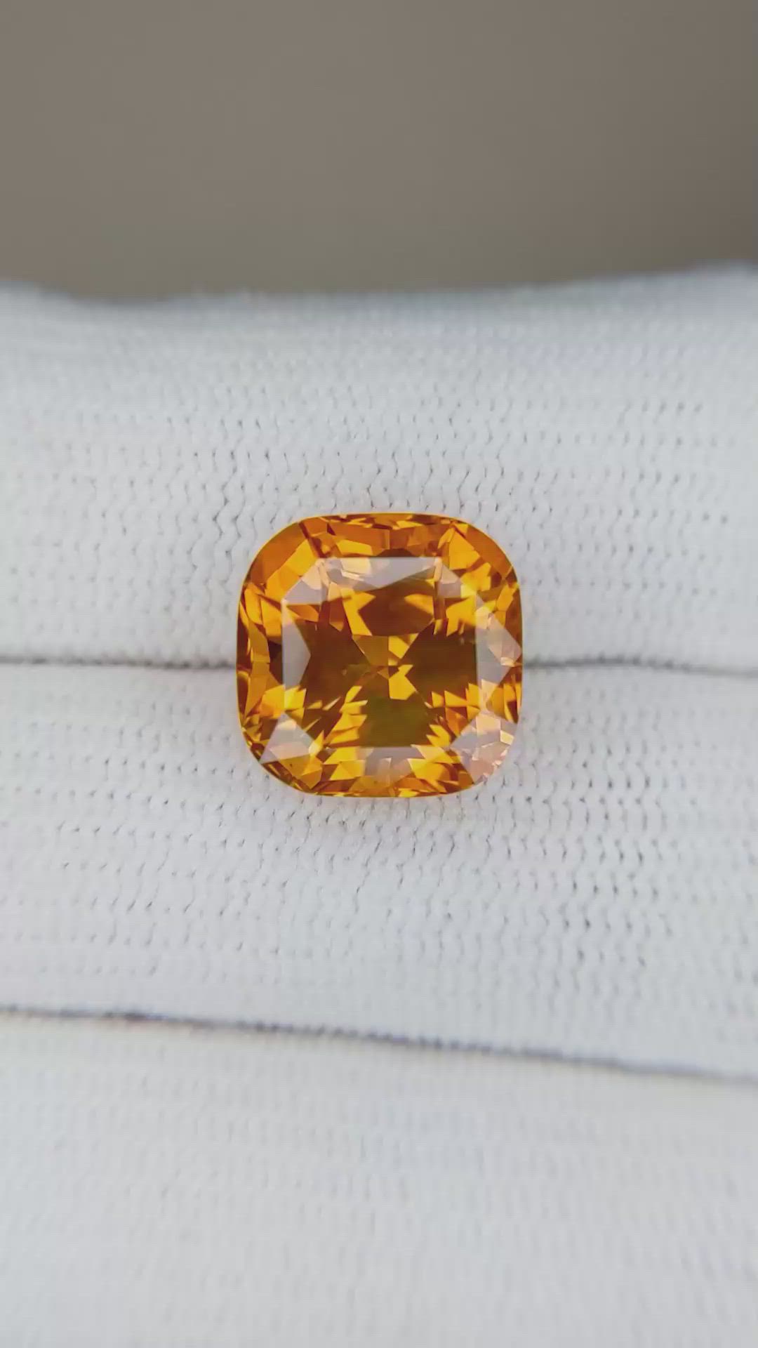 7.08 Ct. Orange Sapphire from Ceylon (Sri Lanka) Size Video