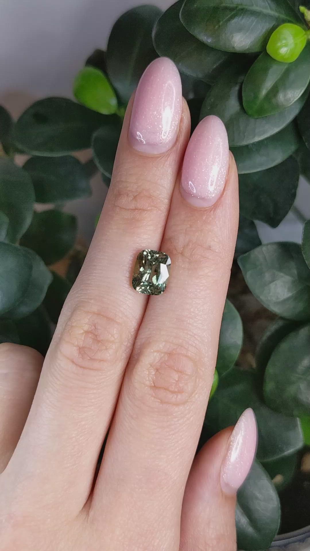 3.54 Ct. Green Sapphire from Madagascar Size Video