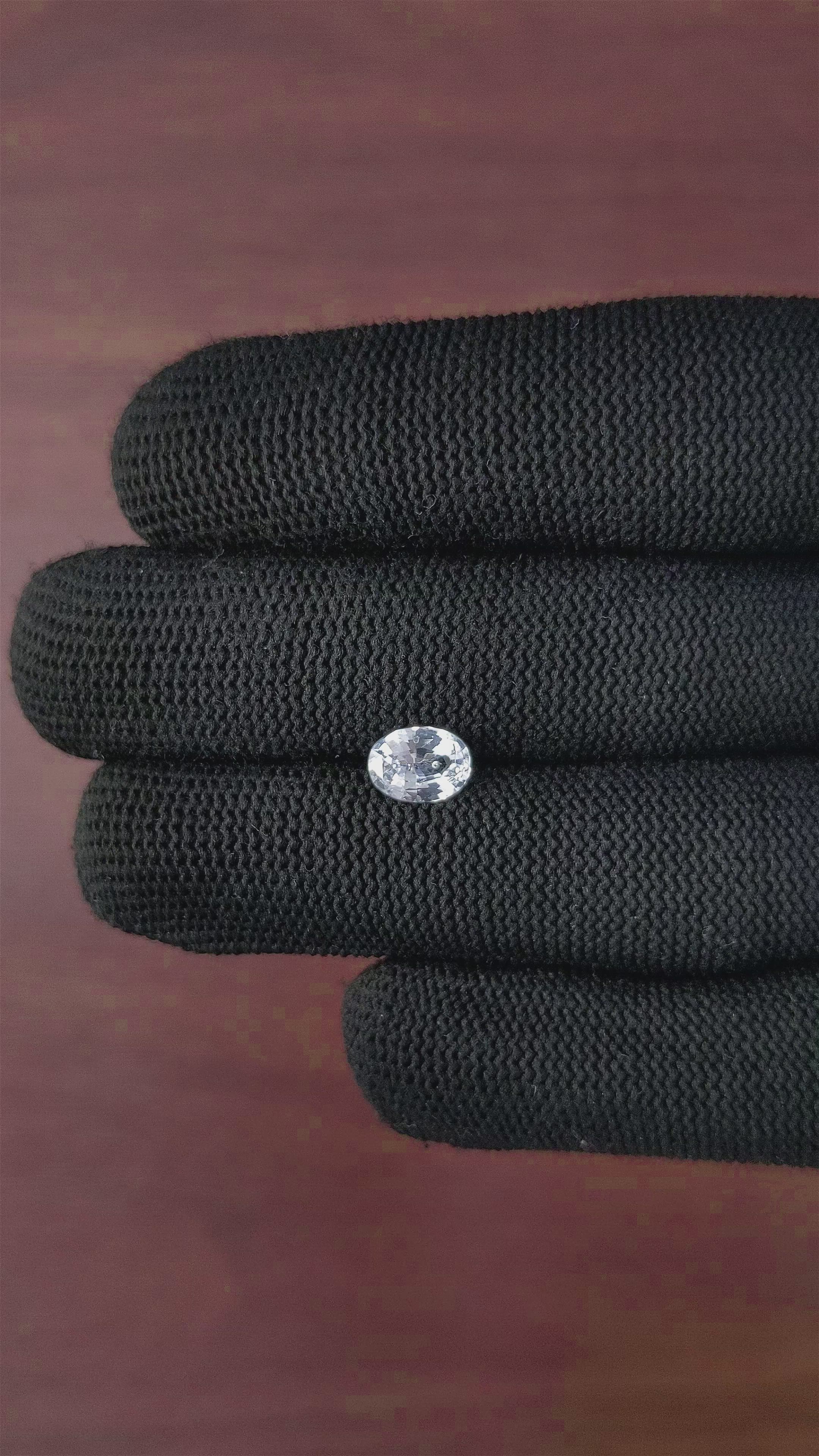 1.17 Ct. White Sapphire from Ceylon (Sri Lanka) Size Video