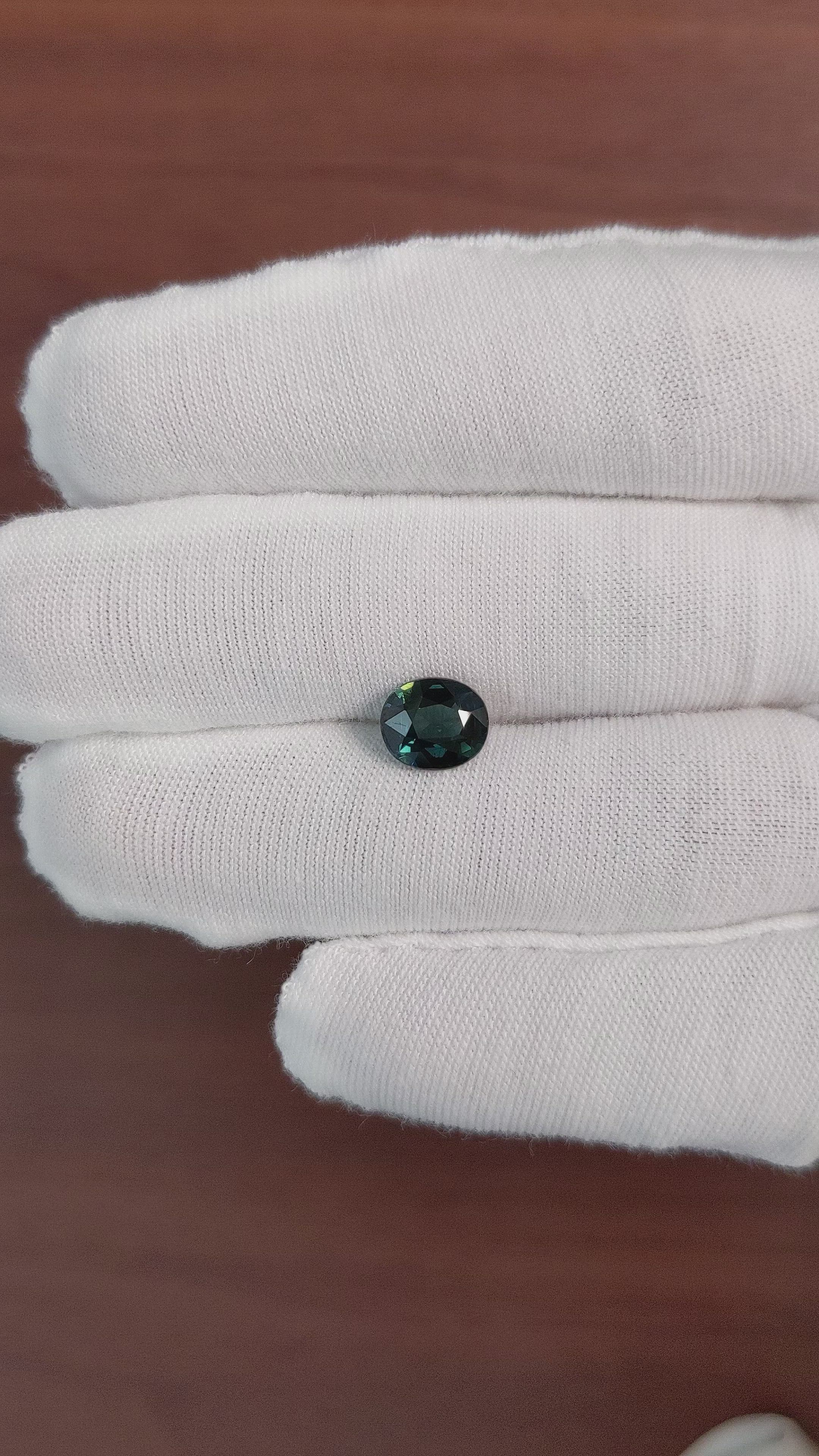 2.01 Ct. Bluish Green Sapphire from Africa Size Video