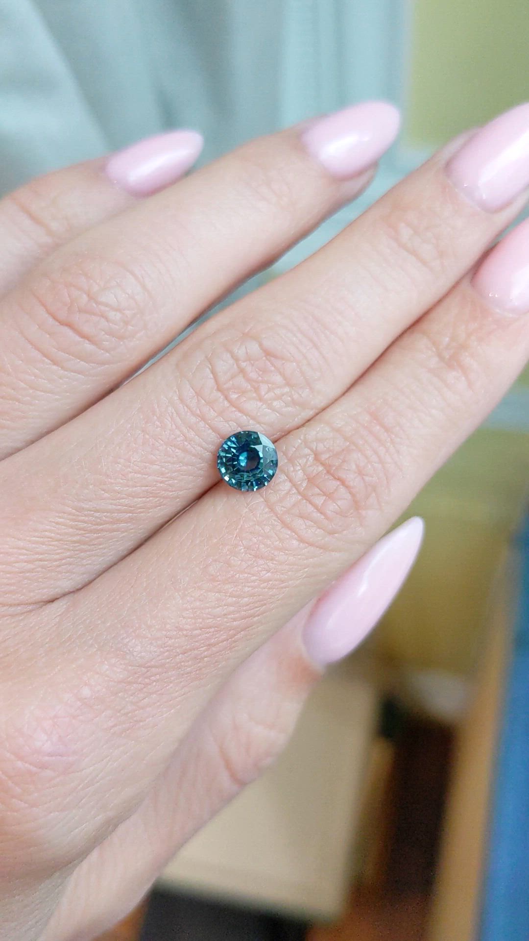 1.33 Ct. Greenish Blue Sapphire from Ceylon (Sri Lanka) Size Video
