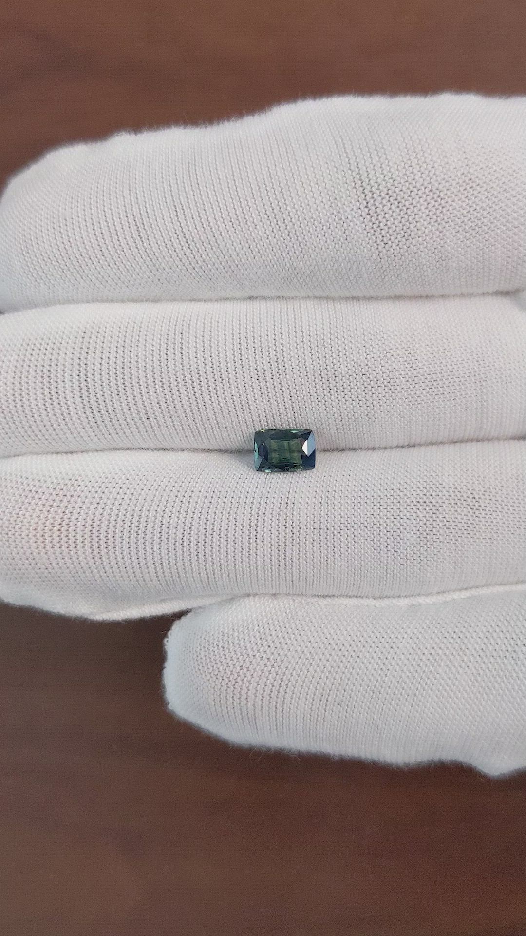 0.86 Ct. Bluish Green Sapphire from Africa Size Video