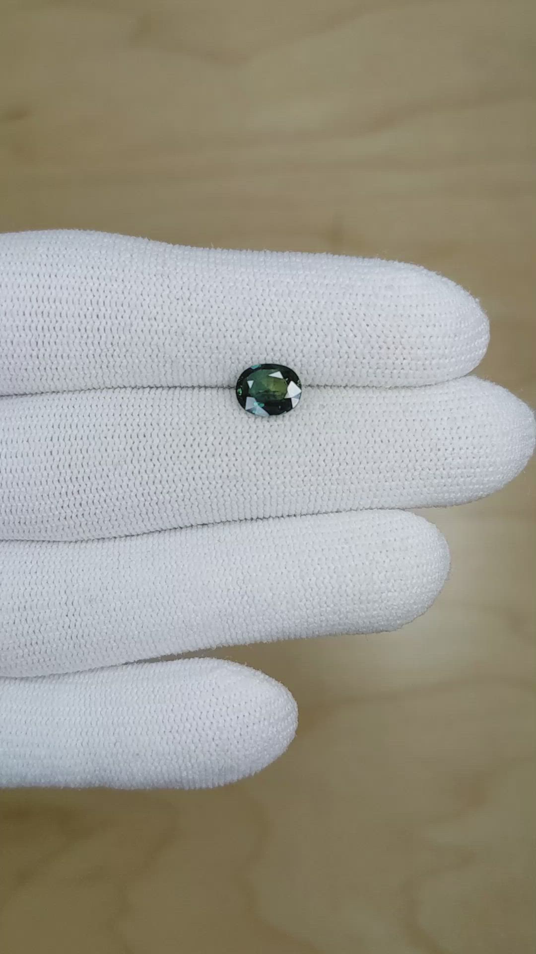 1.18 Ct. Bluish Green Sapphire from Madagascar Size Video