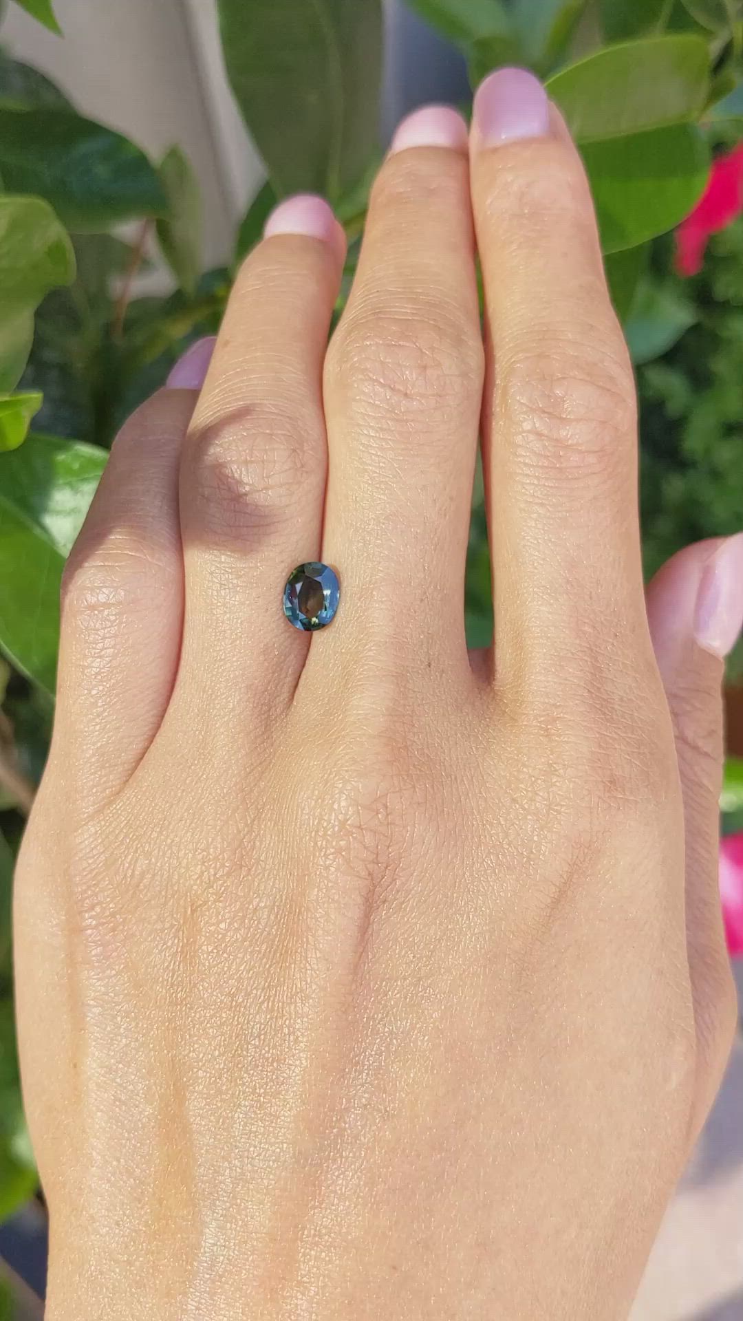 1.18 Ct. Bluish Green Sapphire from Madagascar Size Video