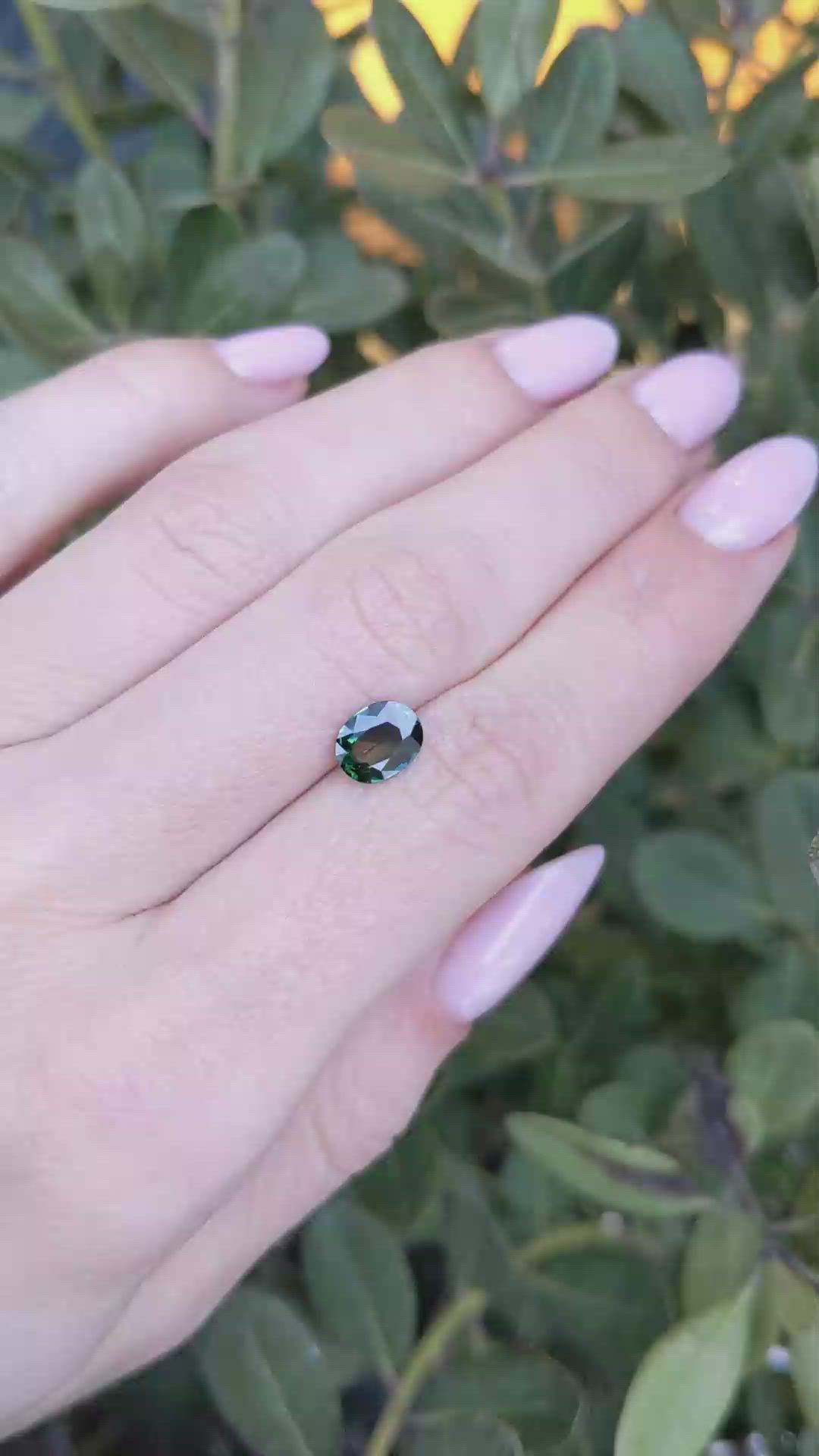 1.18 Ct. Bluish Green Sapphire from Madagascar Size Video