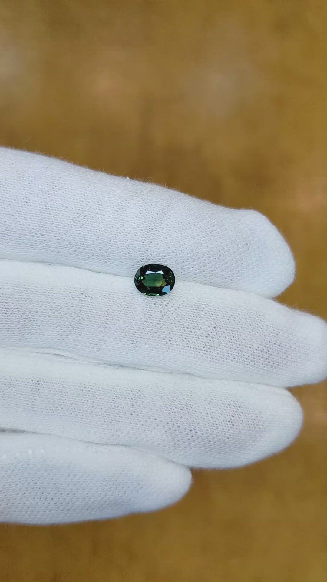 1.13 Ct. Bluish Green Sapphire from Madagascar Size Video