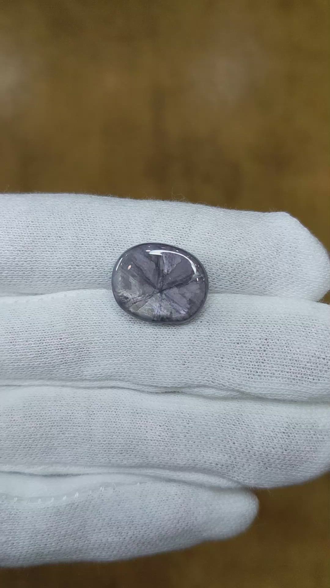 15.39 Ct. Grey Cabochon Sapphire from Burma (Myanmar) Size Video