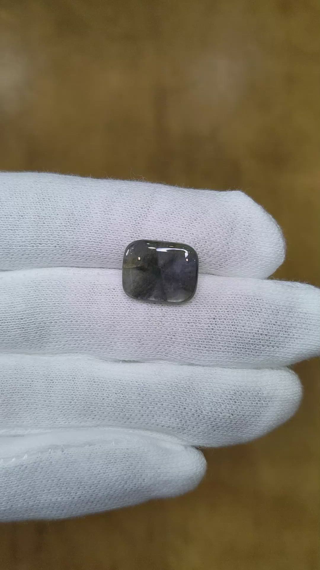 7.25 Ct. Grey Cabochon Sapphire from Burma (Myanmar) Size Video