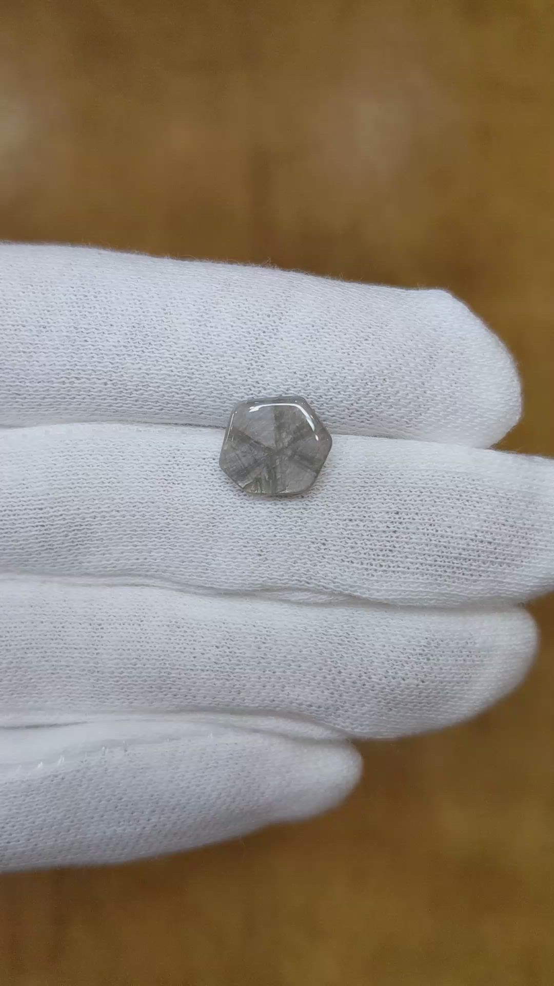 4.68 Ct. Grey Cabochon Sapphire from Burma (Myanmar) Size Video