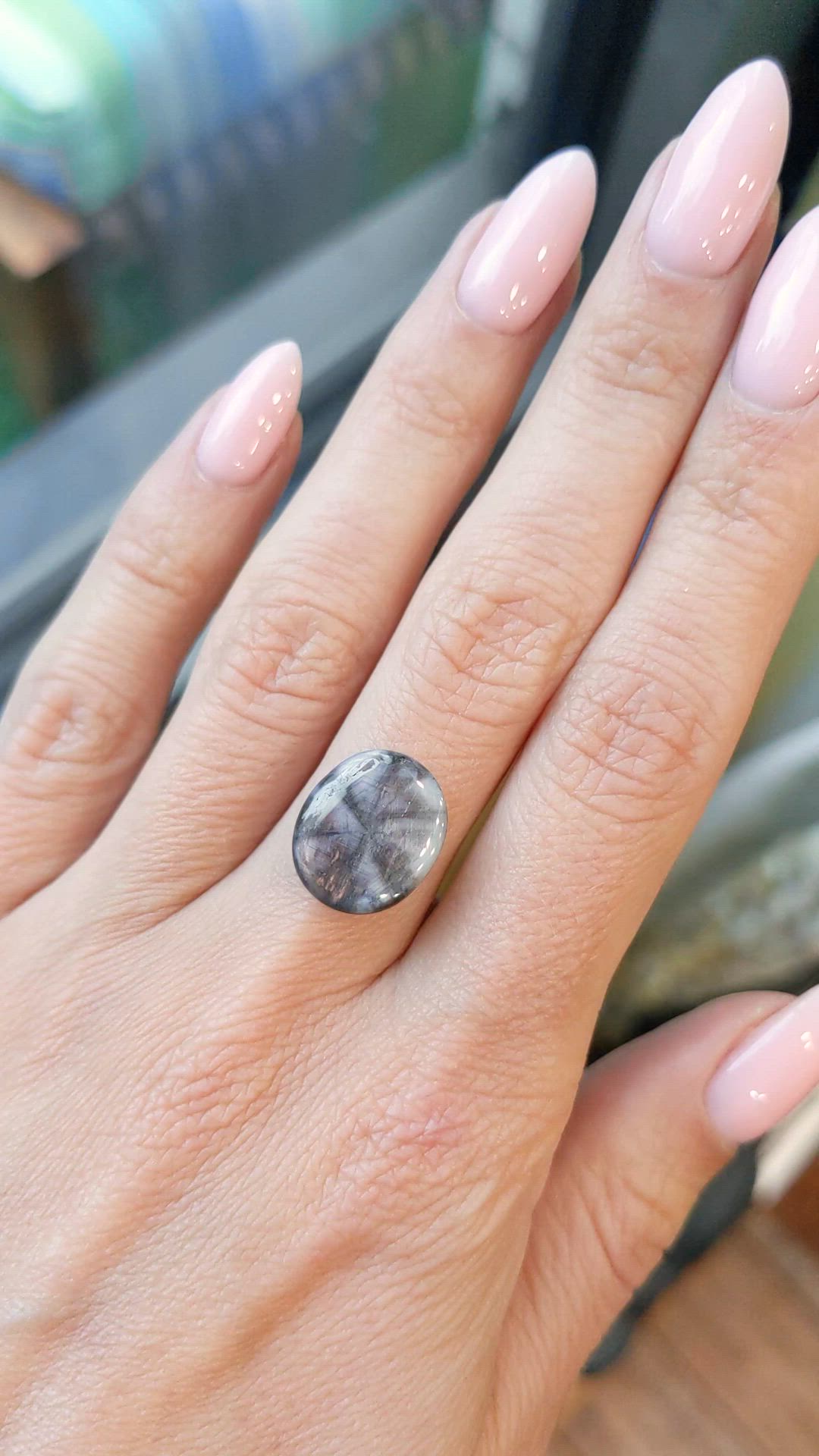 9.11 Ct. Grey Cabochon Sapphire from Burma (Myanmar) Size Video