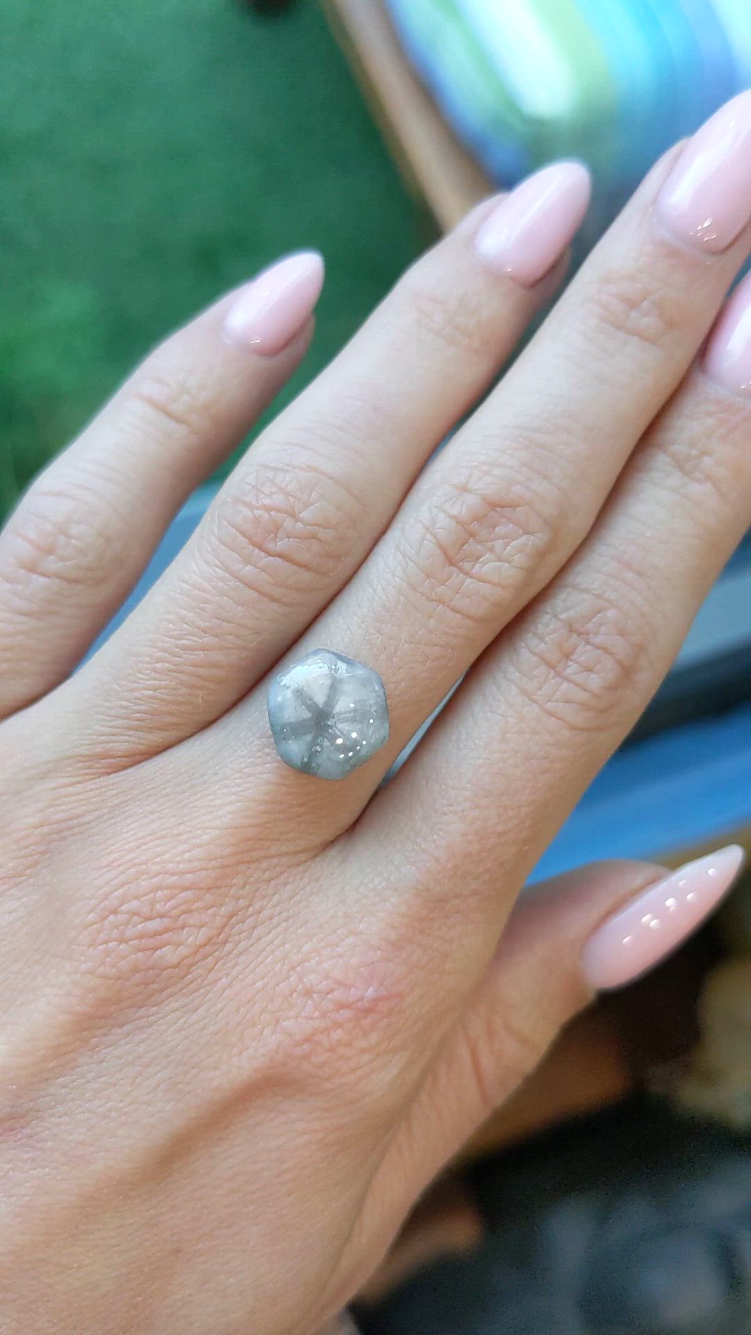 7.26 Ct. Grey Cabochon Sapphire from Burma (Myanmar) Size Video