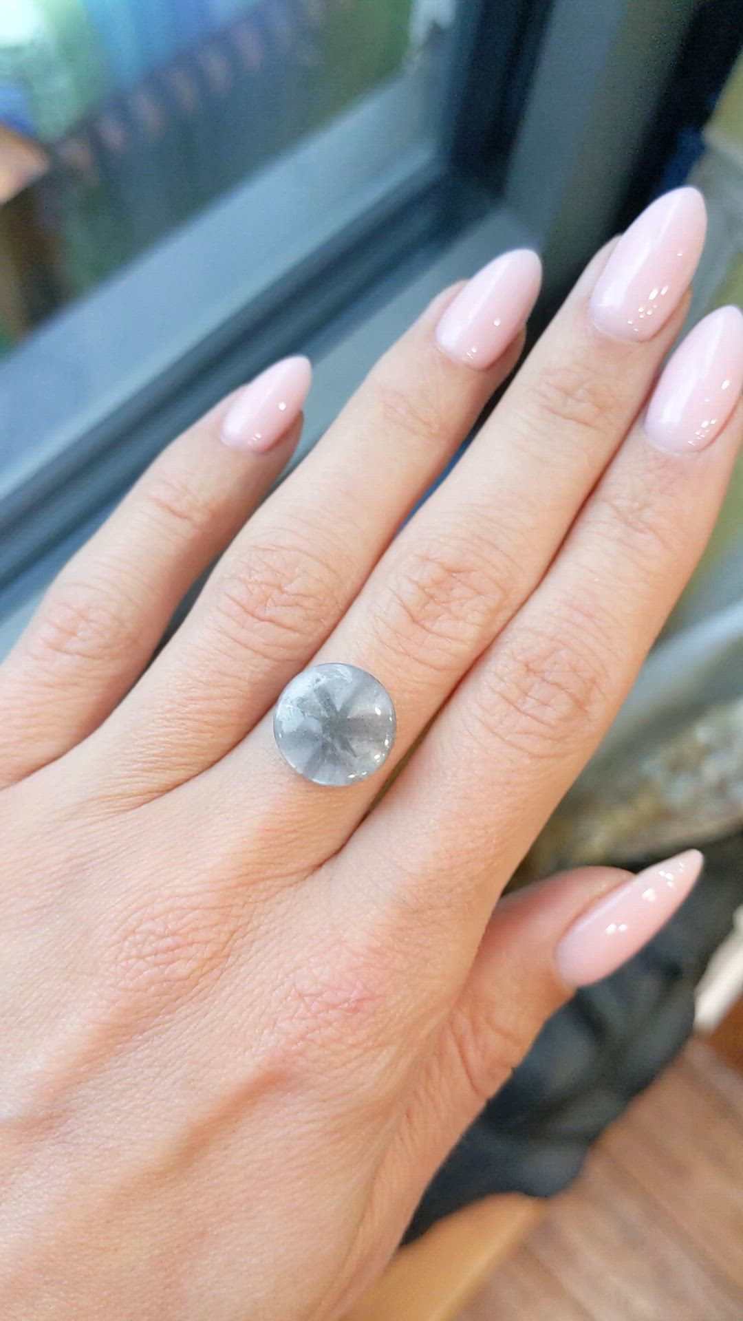 8.38 Ct. Grey Cabochon Sapphire from Burma (Myanmar) Size Video