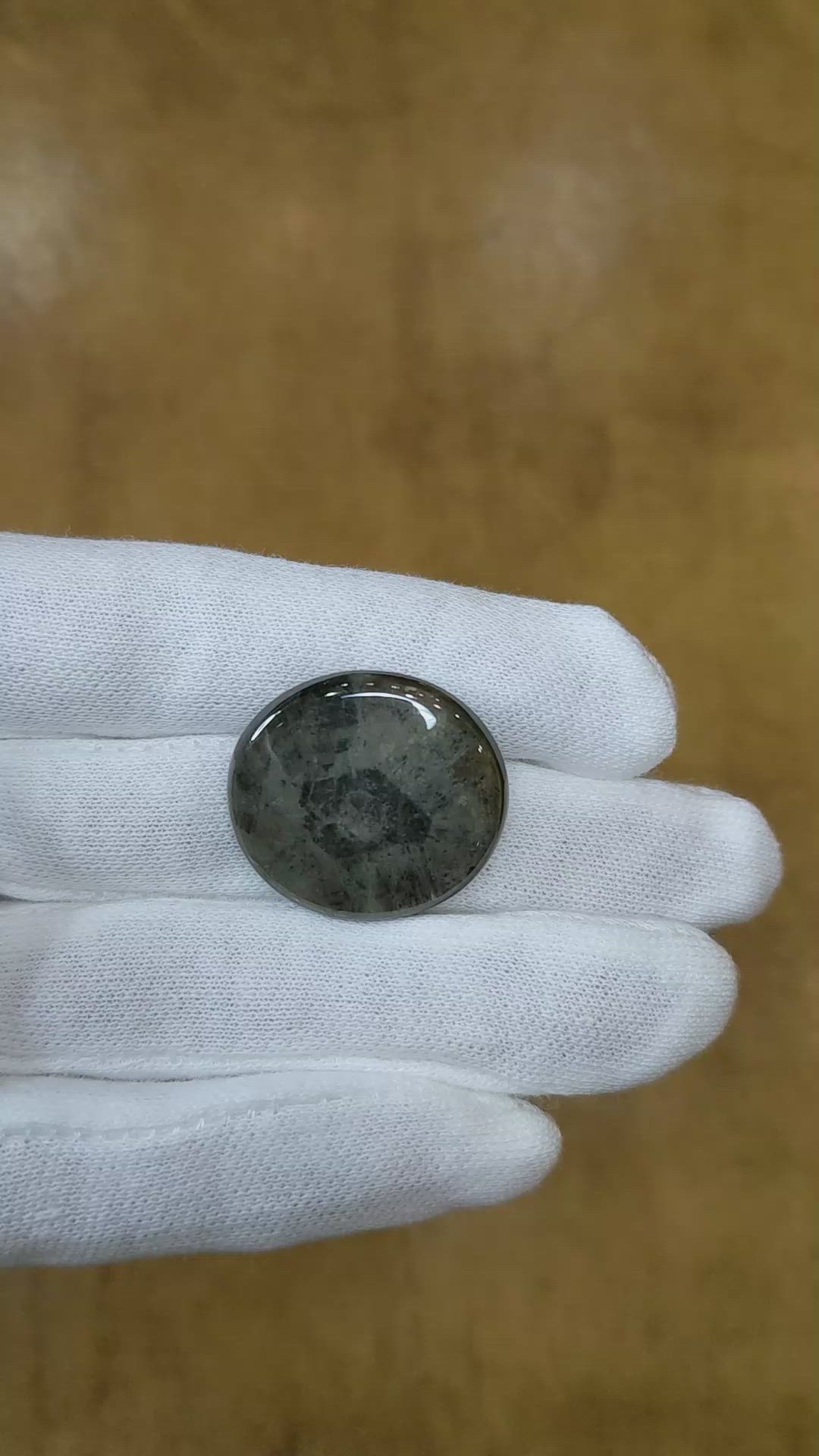 54.07 Ct. Grey Cabochon Sapphire from Burma (Myanmar) Size Video