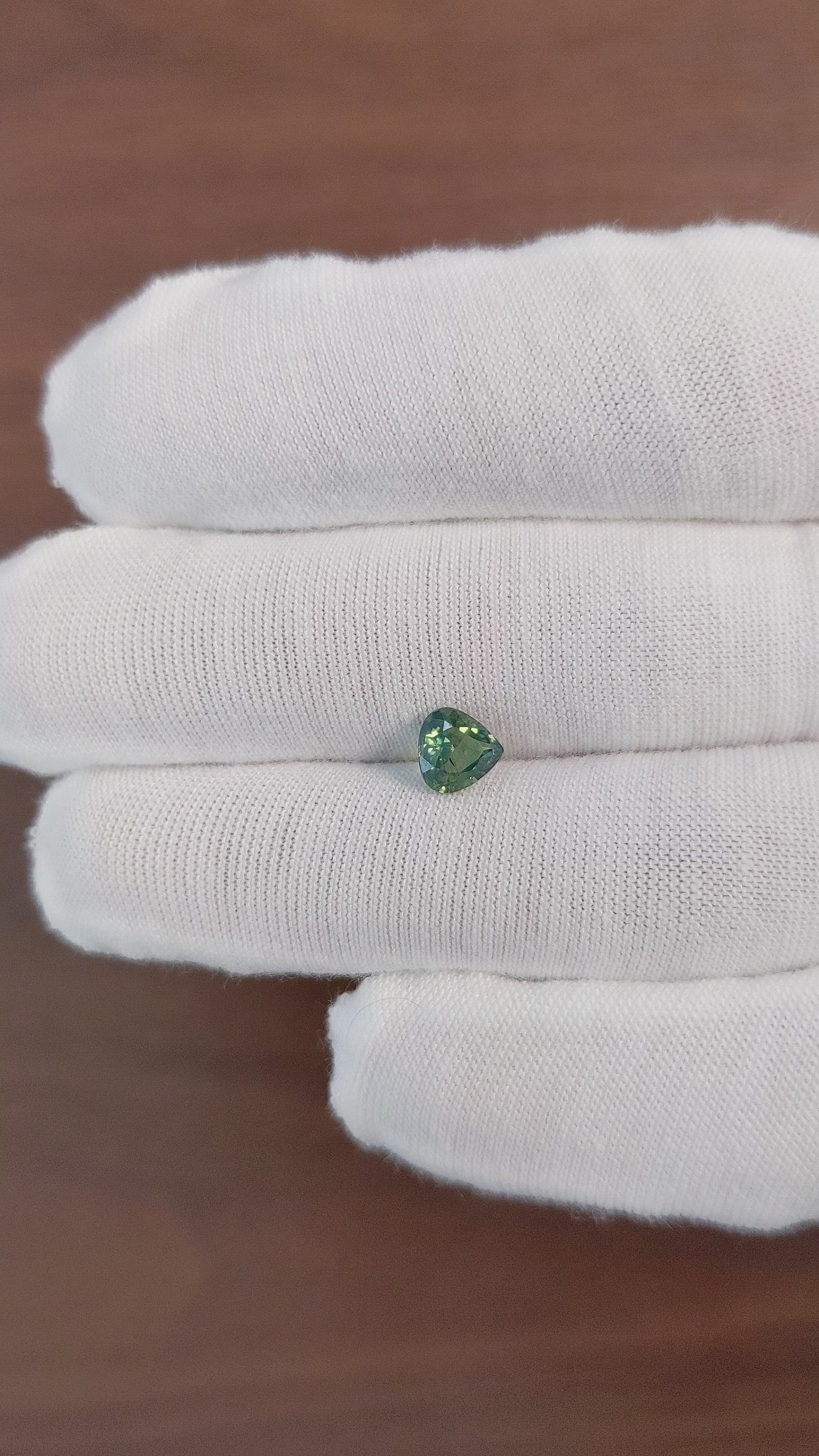 0.98 Ct. Green Sapphire from Africa Size Video