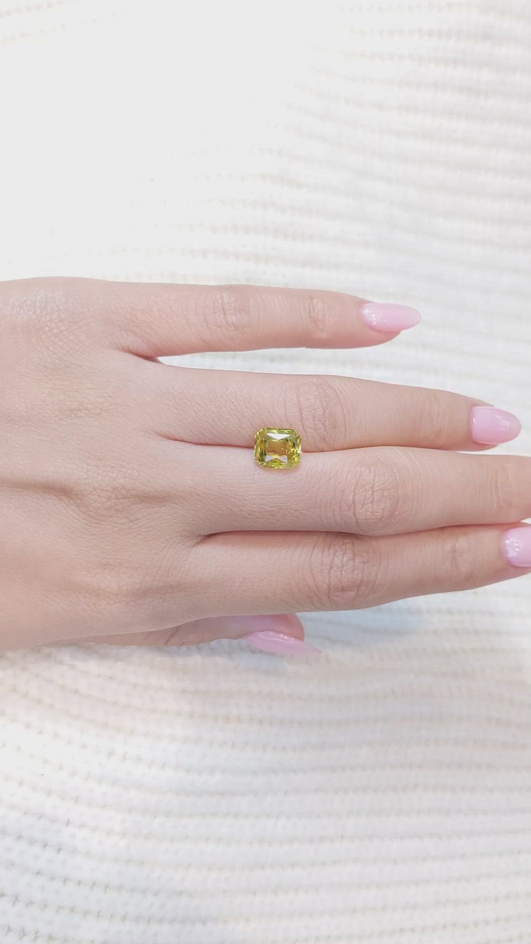 3.39 Ct. Greenish Yellow Sapphire from Madagascar Size Video