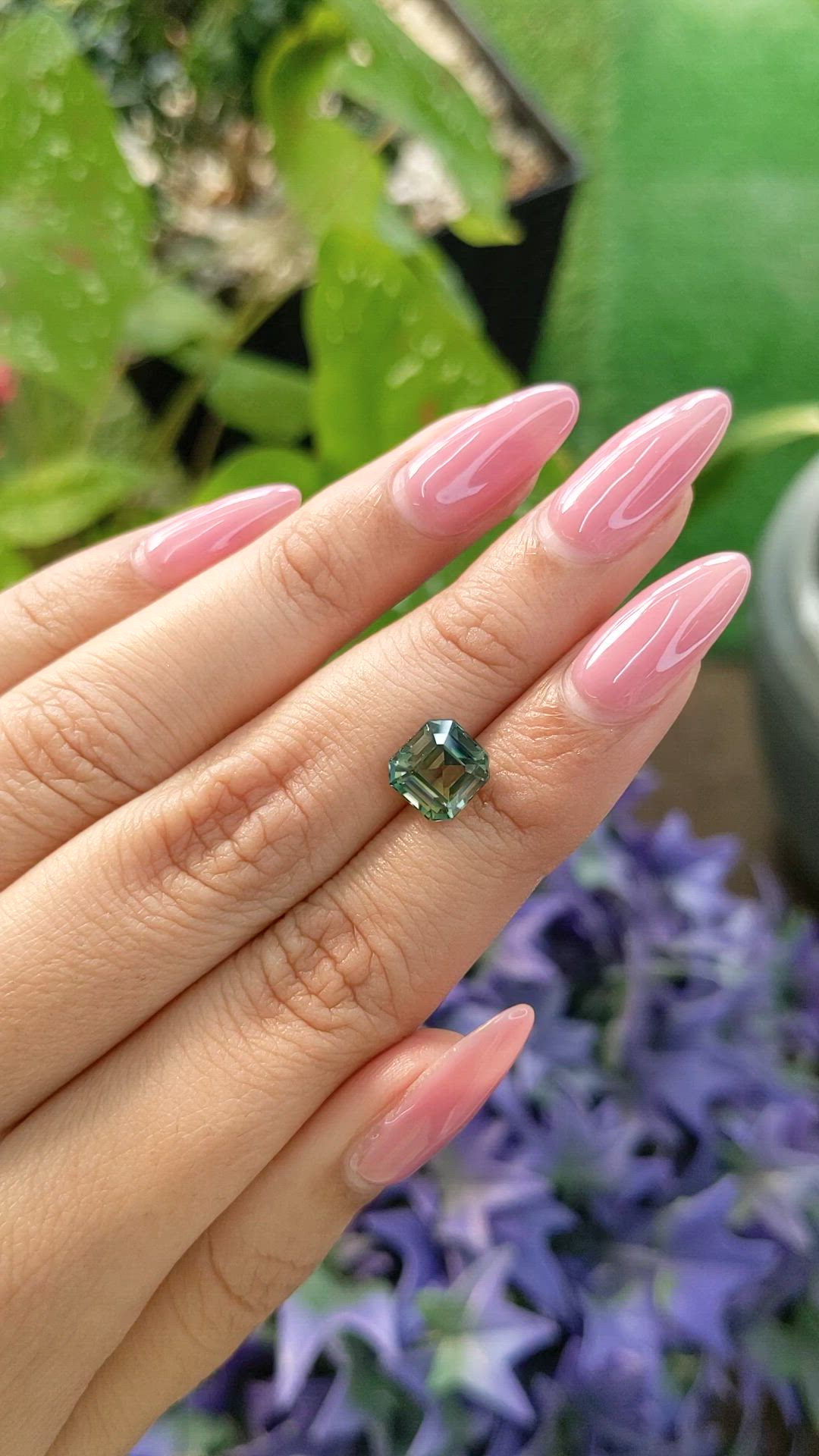 3.11 Ct. Bluish Green Sapphire from Ceylon (Sri Lanka) Size Video