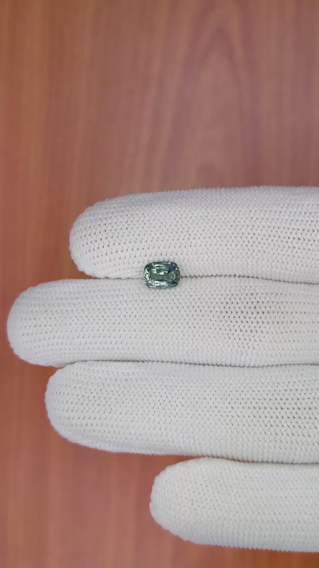 1.18 Ct. Bluish Green Sapphire from Madagascar Size Video