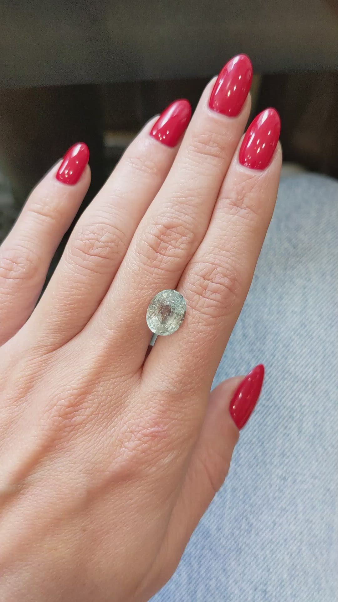 4.70 Ct. Bluish Green Sapphire from East Africa Size Video