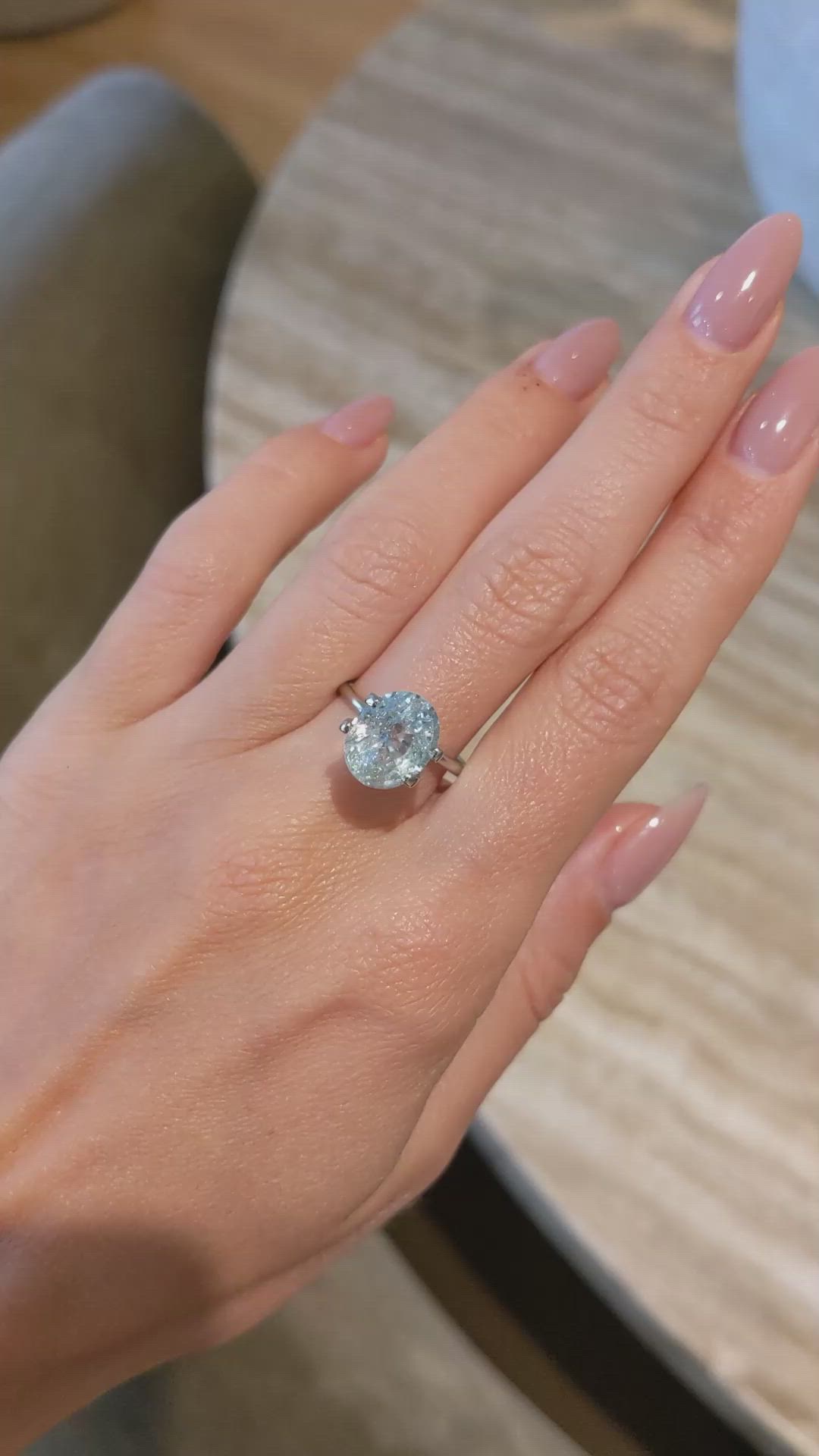 4.70 Ct. Bluish Green Sapphire from East Africa Size Video
