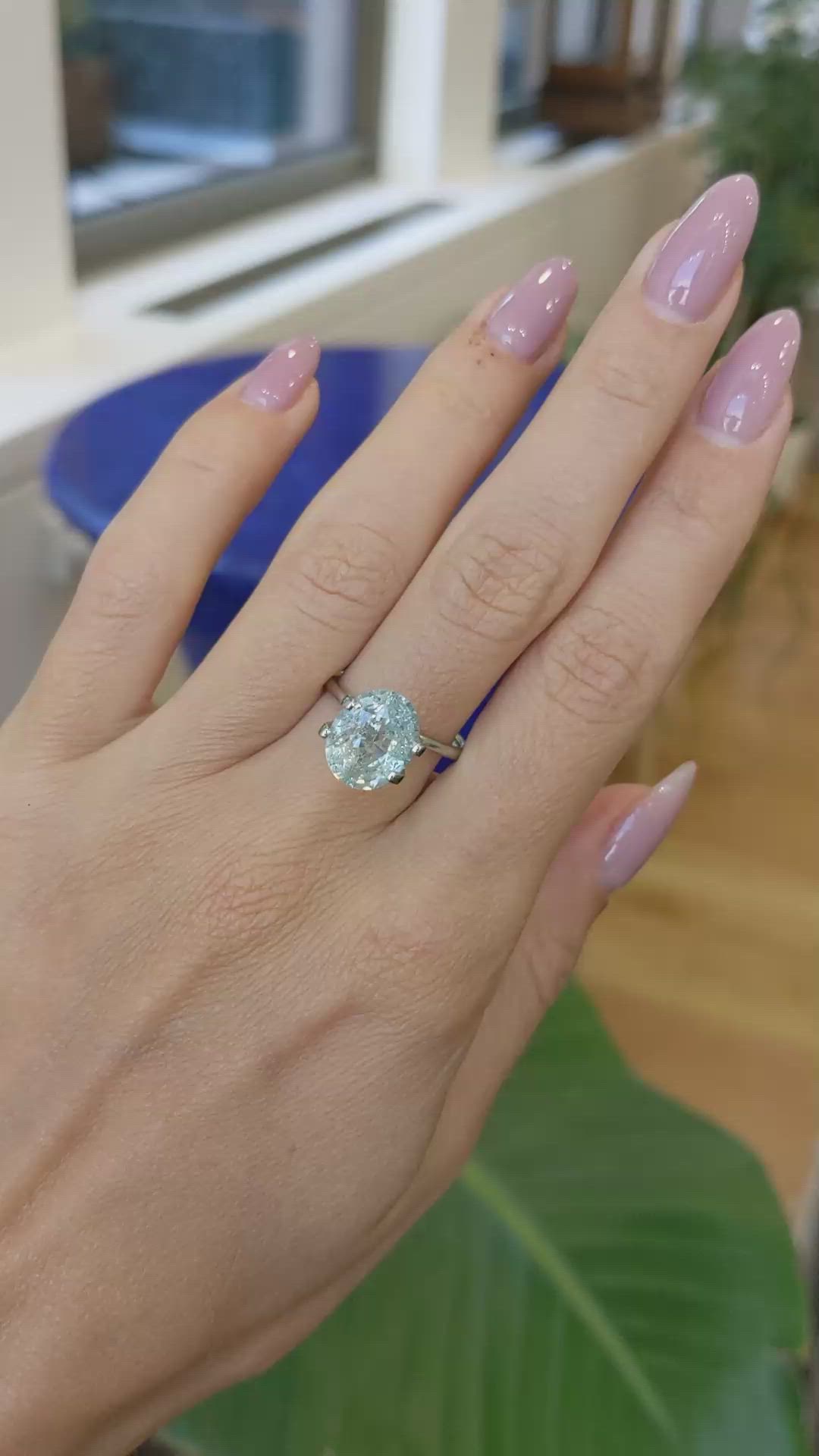 4.70 Ct. Bluish Green Sapphire from East Africa Size Video