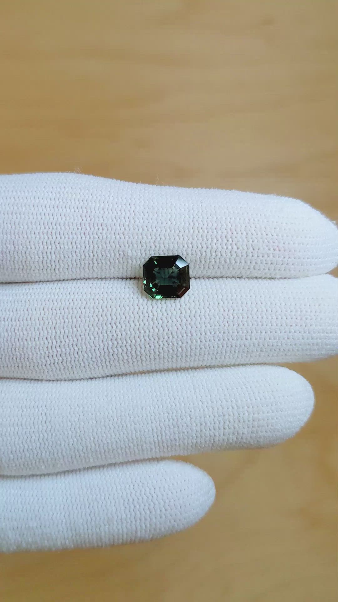 2.04 Ct. Bluish Green Sapphire from Madagascar Size Video