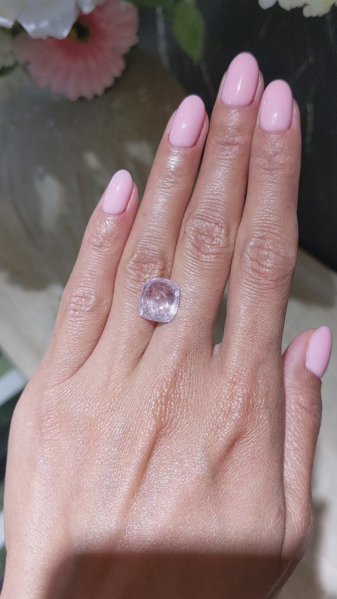 10.15 Ct. Orange Cabochon Sapphire from Ceylon (Sri Lanka) Size Video