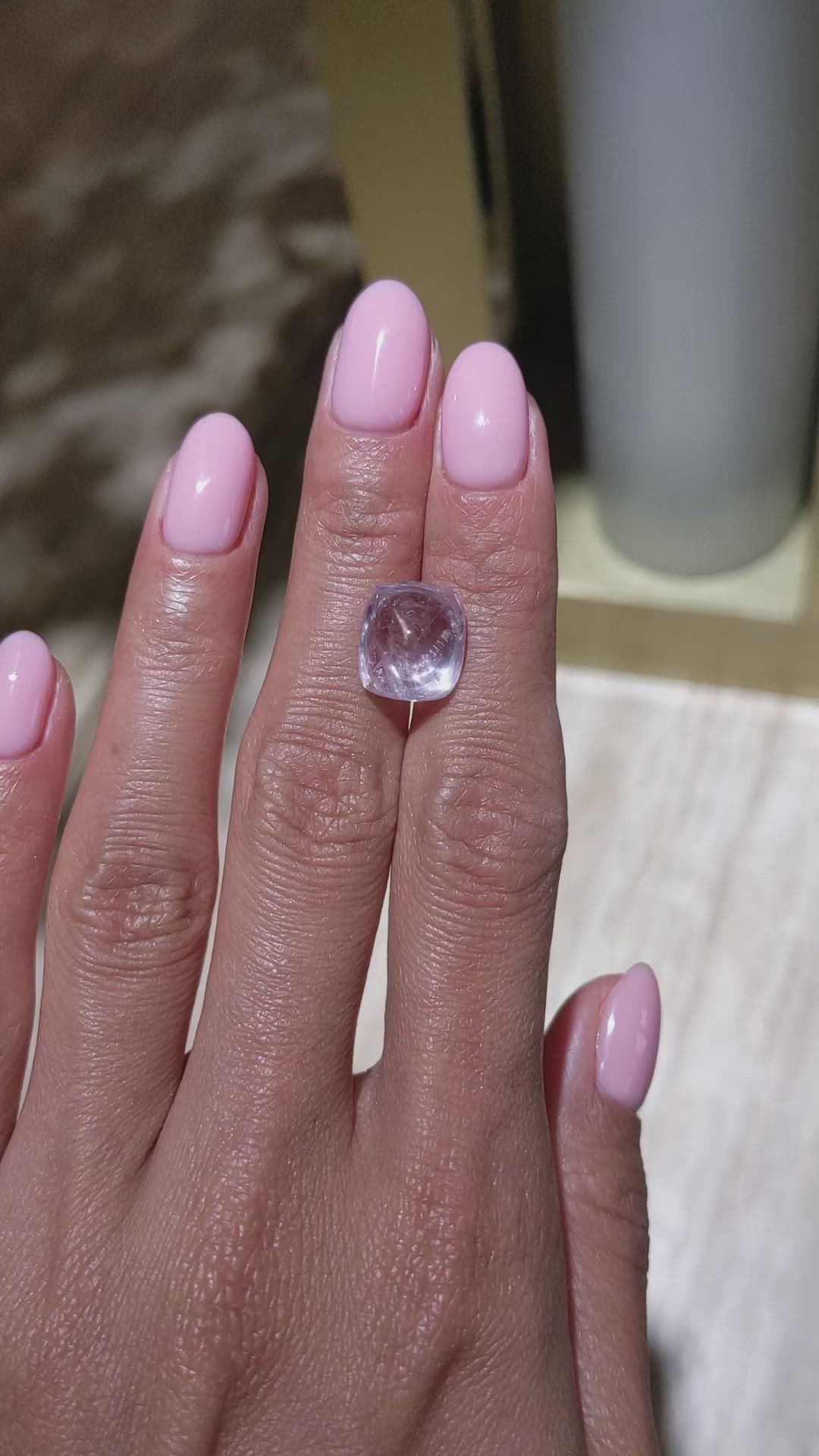 10.15 Ct. Orange Cabochon Sapphire from Ceylon (Sri Lanka) Size Video