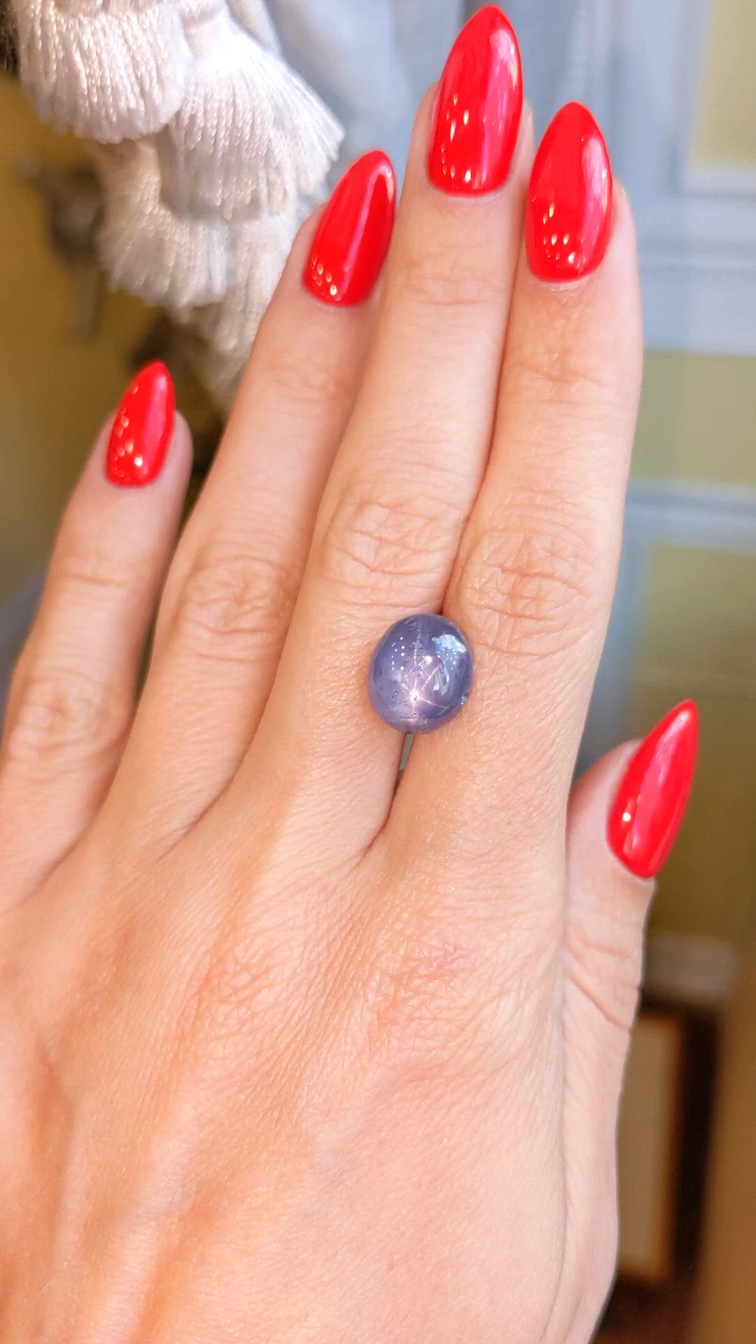 11.71 Ct. Purplish Blue Star Sapphire from Ceylon (Sri Lanka) Size Video