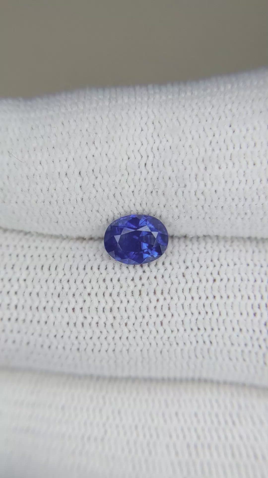 1.36 Ct. Purplish Blue Sapphire from Ceylon (Sri Lanka) Size Video