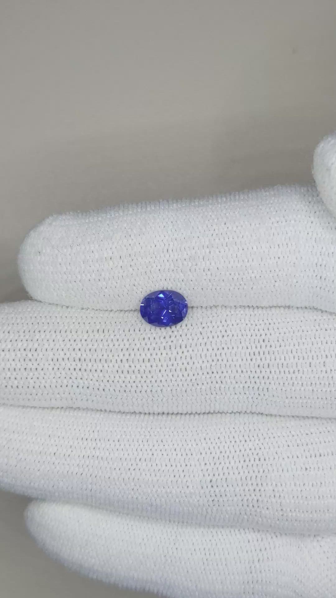 1.36 Ct. Purplish Blue Sapphire from Ceylon (Sri Lanka) Size Video