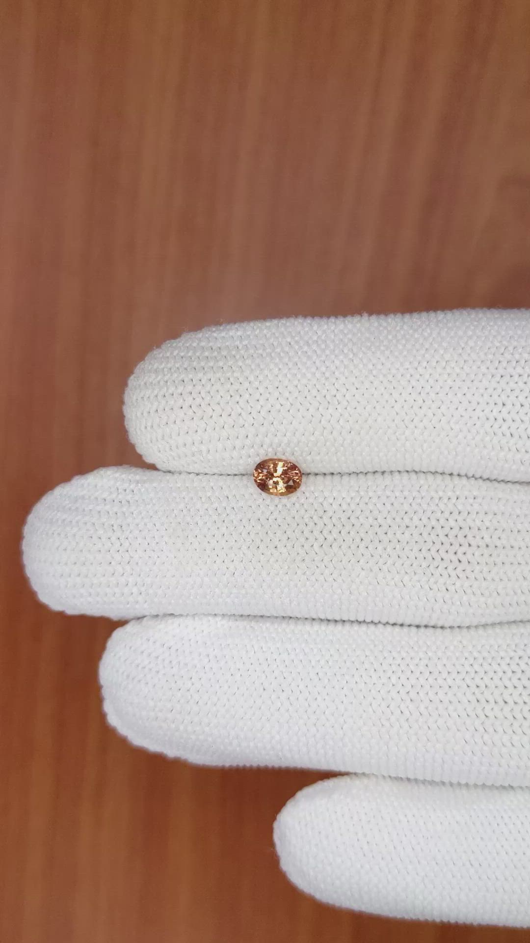 0.44 Ct. Orangish Brown Sapphire from Ceylon (Sri Lanka) Size Video
