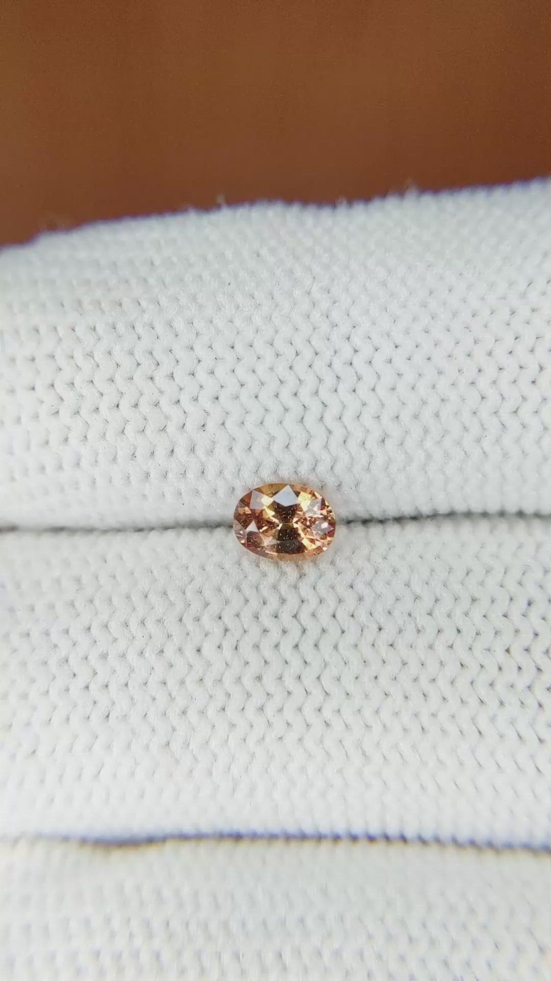 0.44 Ct. Orangish Brown Sapphire from Ceylon (Sri Lanka) Size Video