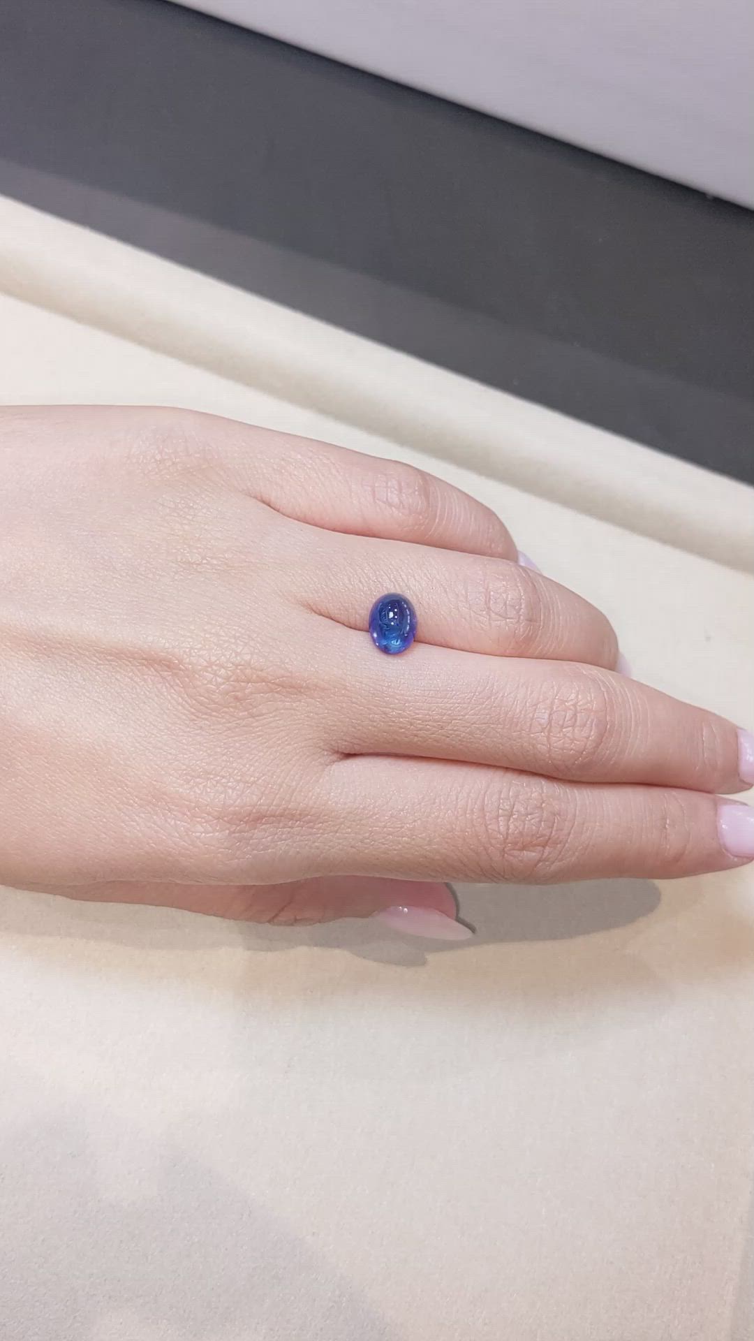 3.28 Ct. Blue Cabochon Sapphire from Ceylon (Sri Lanka) Size Video