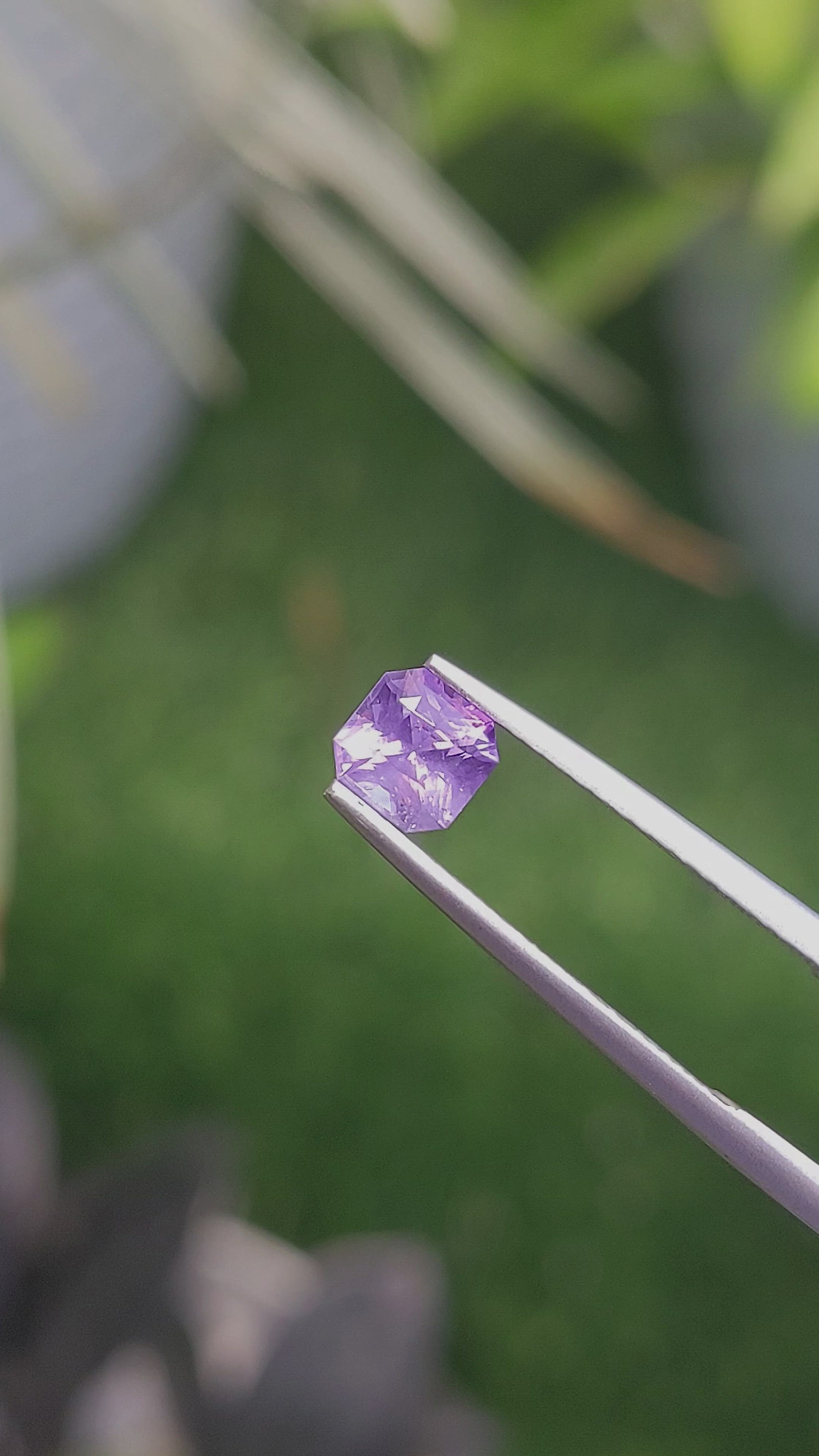 0.72 Ct. Pinkish Purple Sapphire from Ceylon (Sri Lanka) Size Video