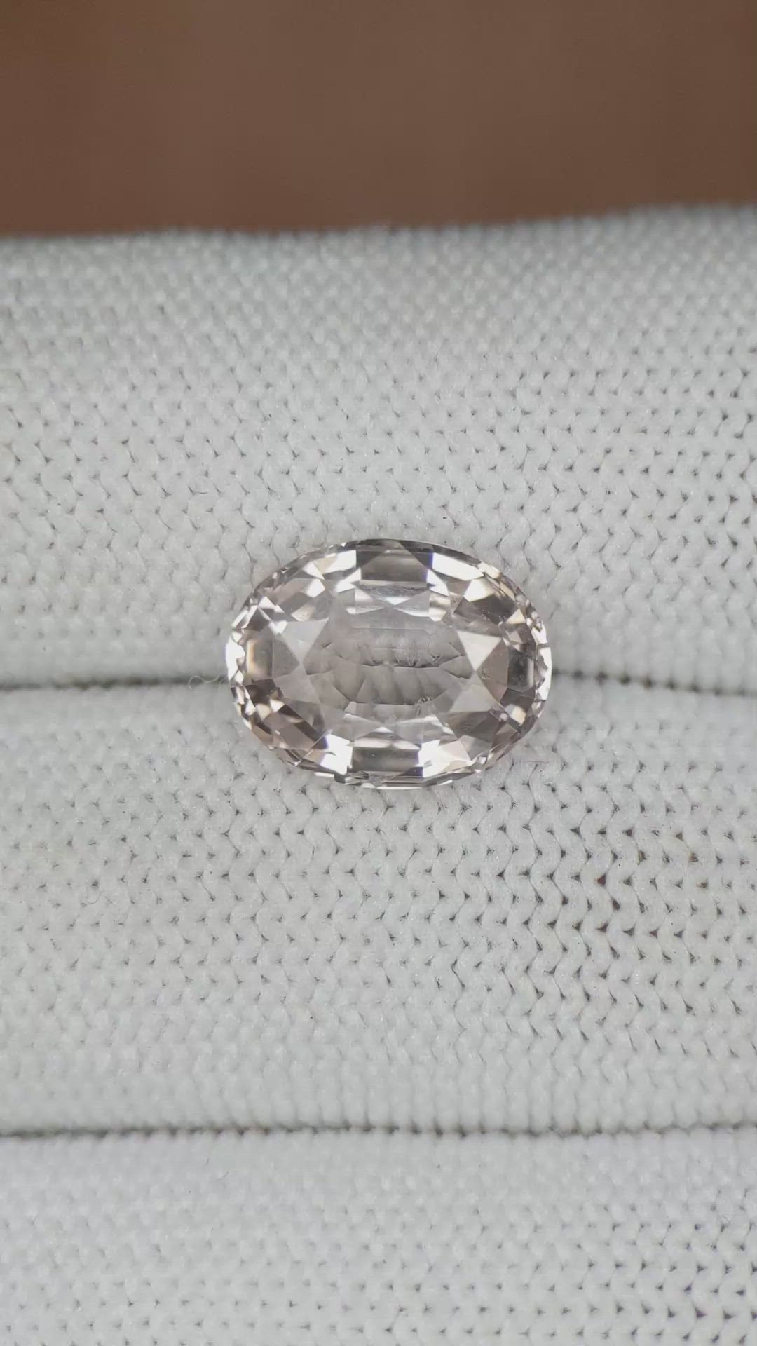 5.44 Ct. Peach Sapphire from Ceylon (Sri Lanka) Size Video
