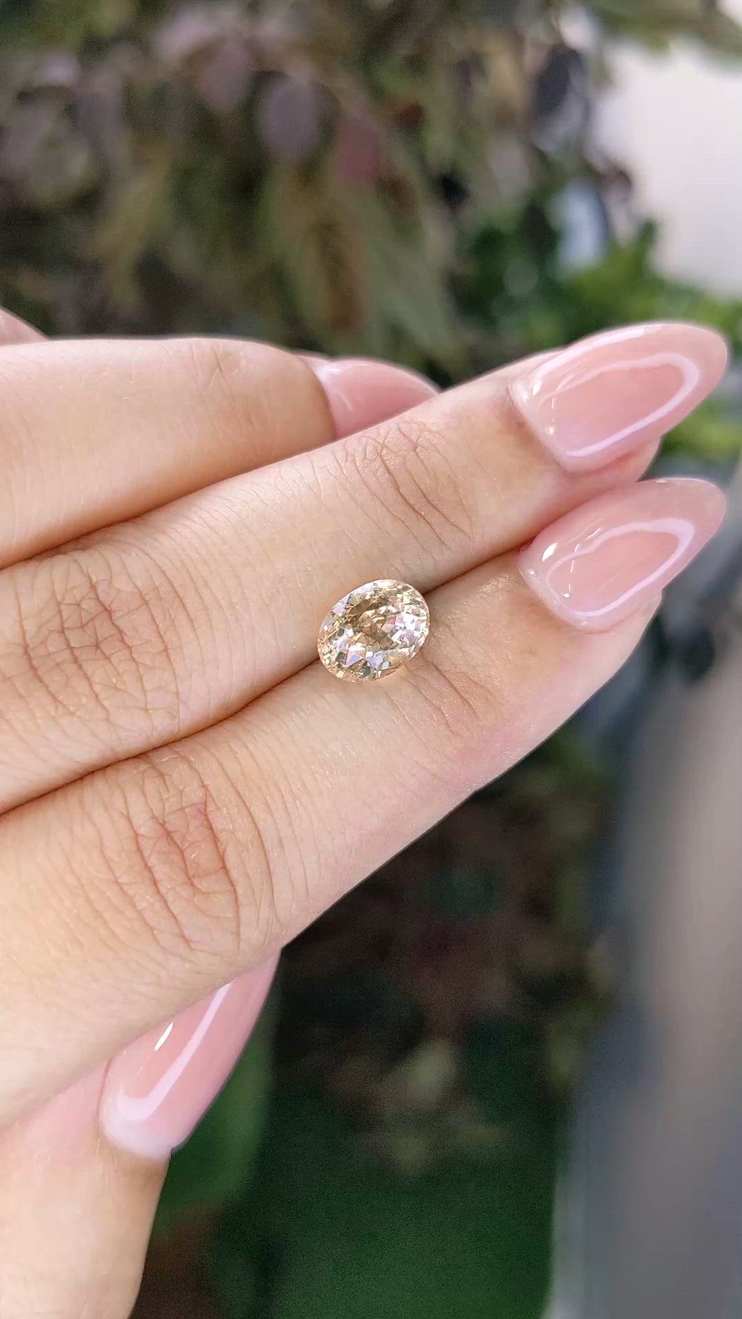 2.74 Ct. Peach Sapphire from Ceylon (Sri Lanka) Size Video