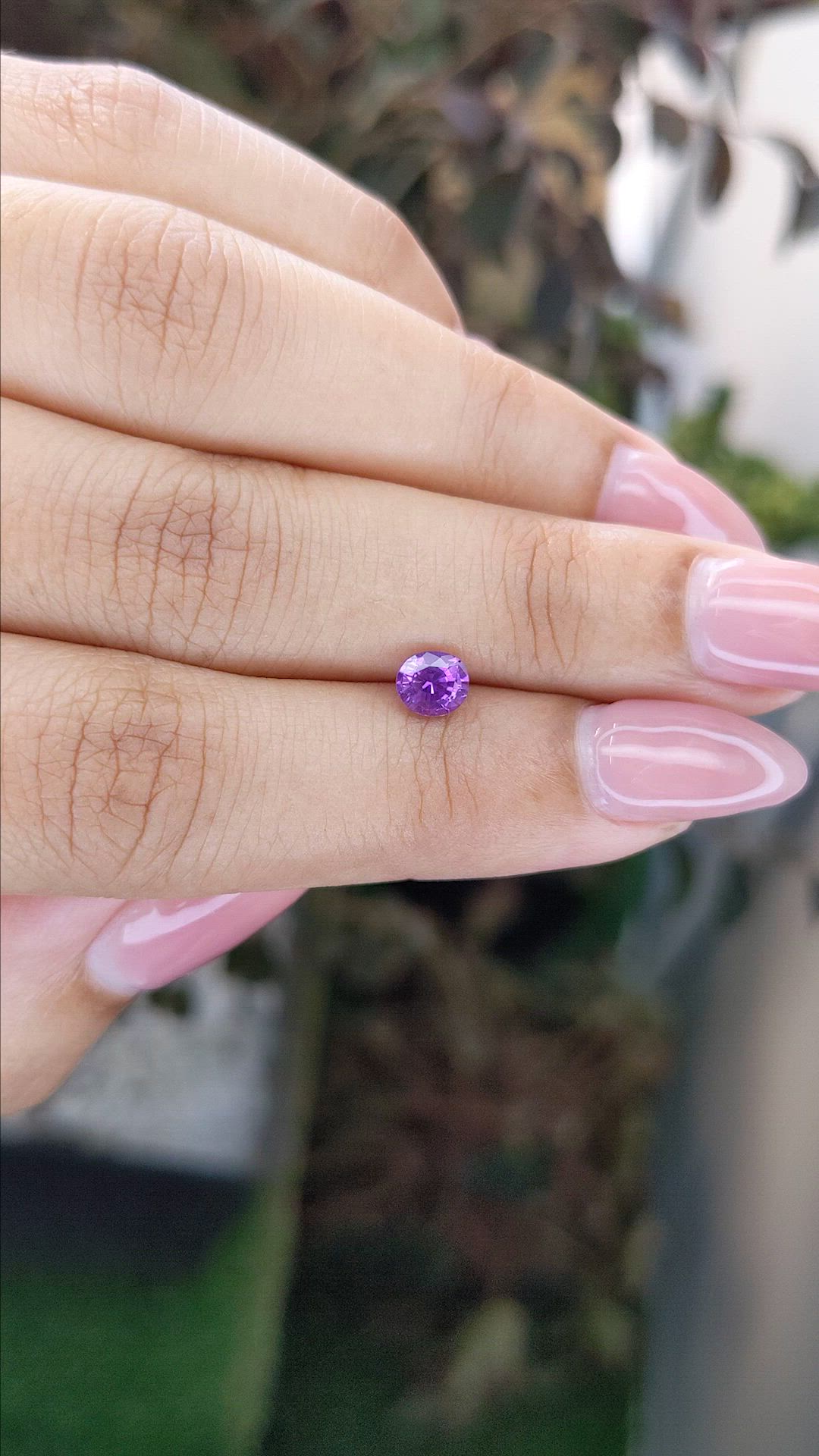 0.63 Ct. Pinkish Purple Sapphire from Ceylon (Sri Lanka) Size Video