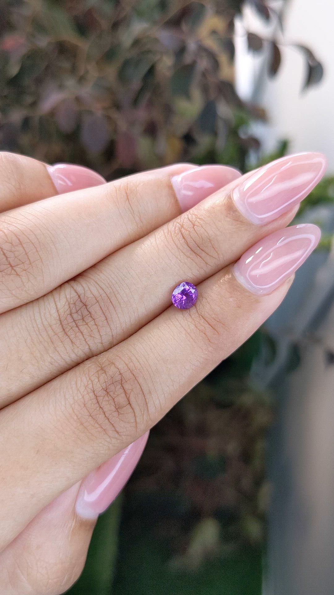 0.63 Ct. Pinkish Purple Sapphire from Ceylon (Sri Lanka) Size Video