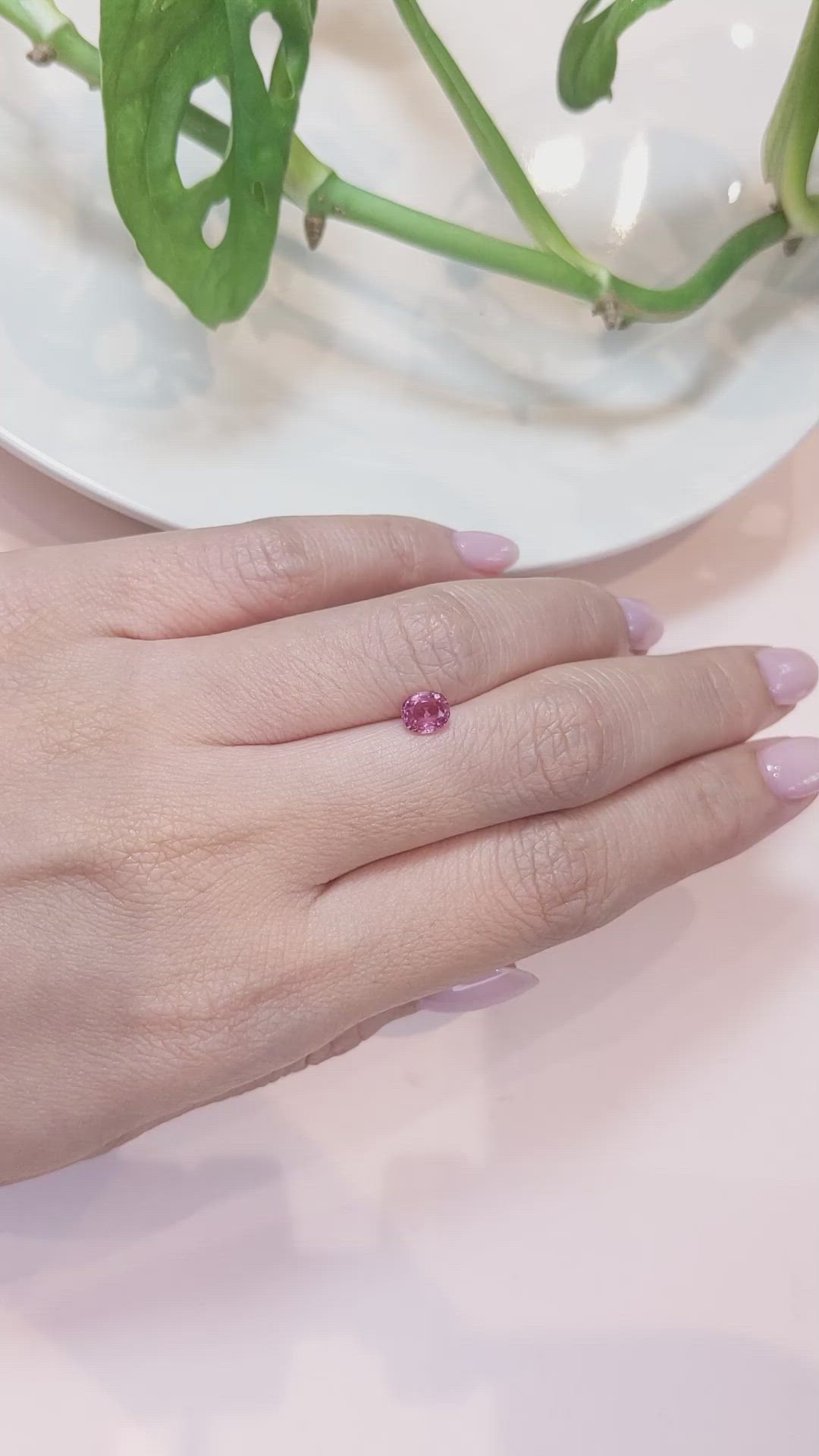 0.76 Ct. Reddish Pink Sapphire from Ceylon (Sri Lanka) Size Video