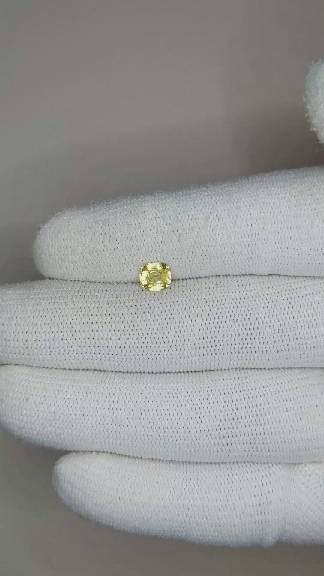 0.89 Ct. Greenish Yellow Sapphire from Ceylon (Sri Lanka) Size Video