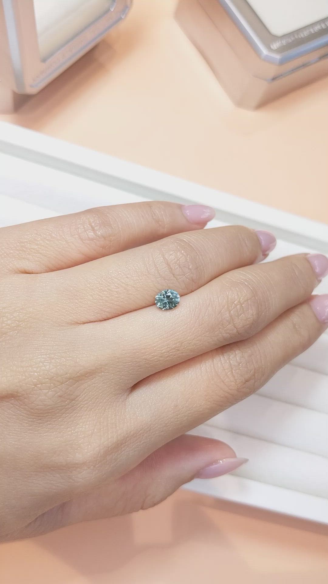 0.83 Ct. Greenish Blue Sapphire from Ceylon (Sri Lanka) Size Video