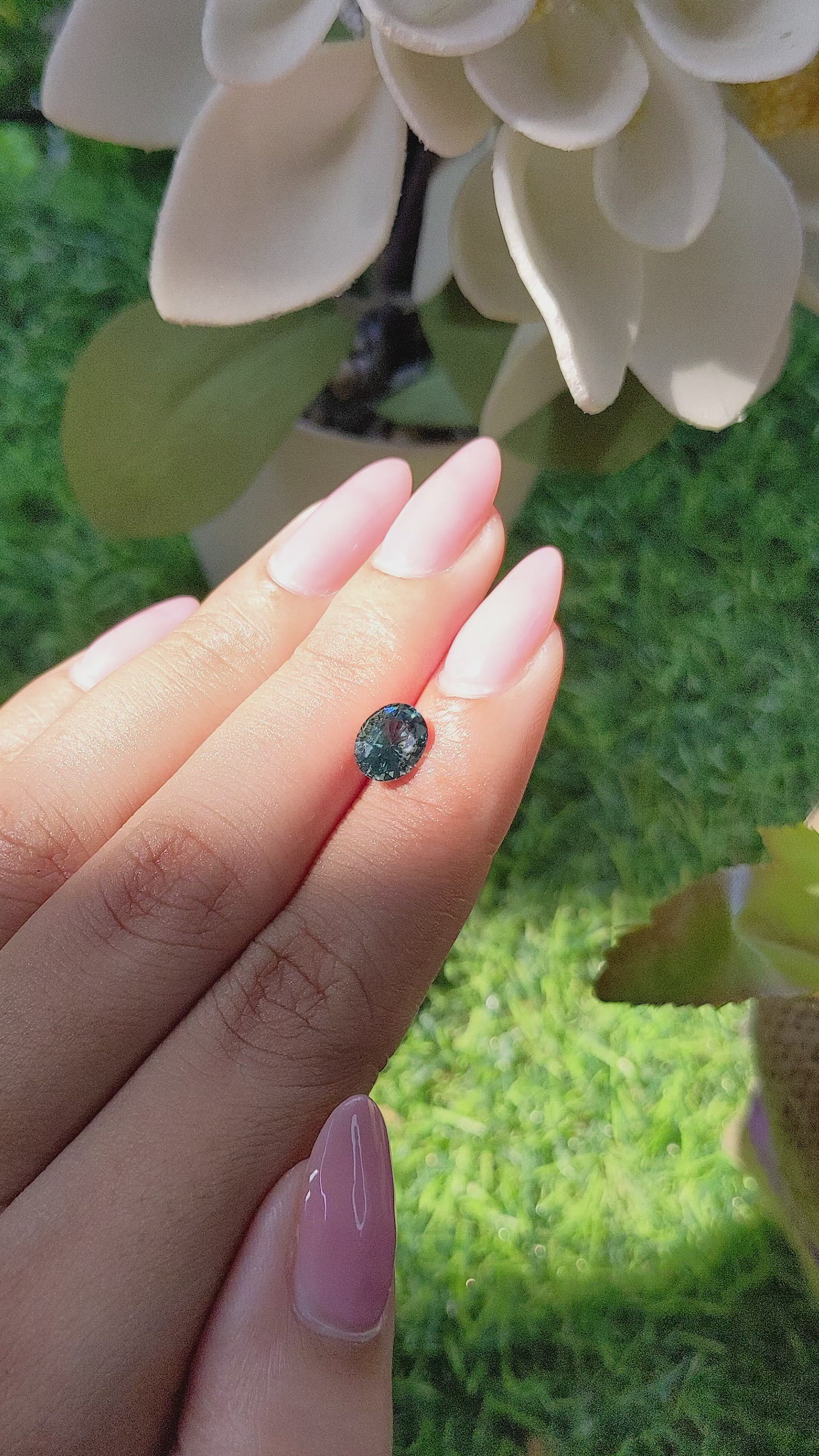 1.60 Ct. Bluish Green Sapphire from Madagascar Size Video