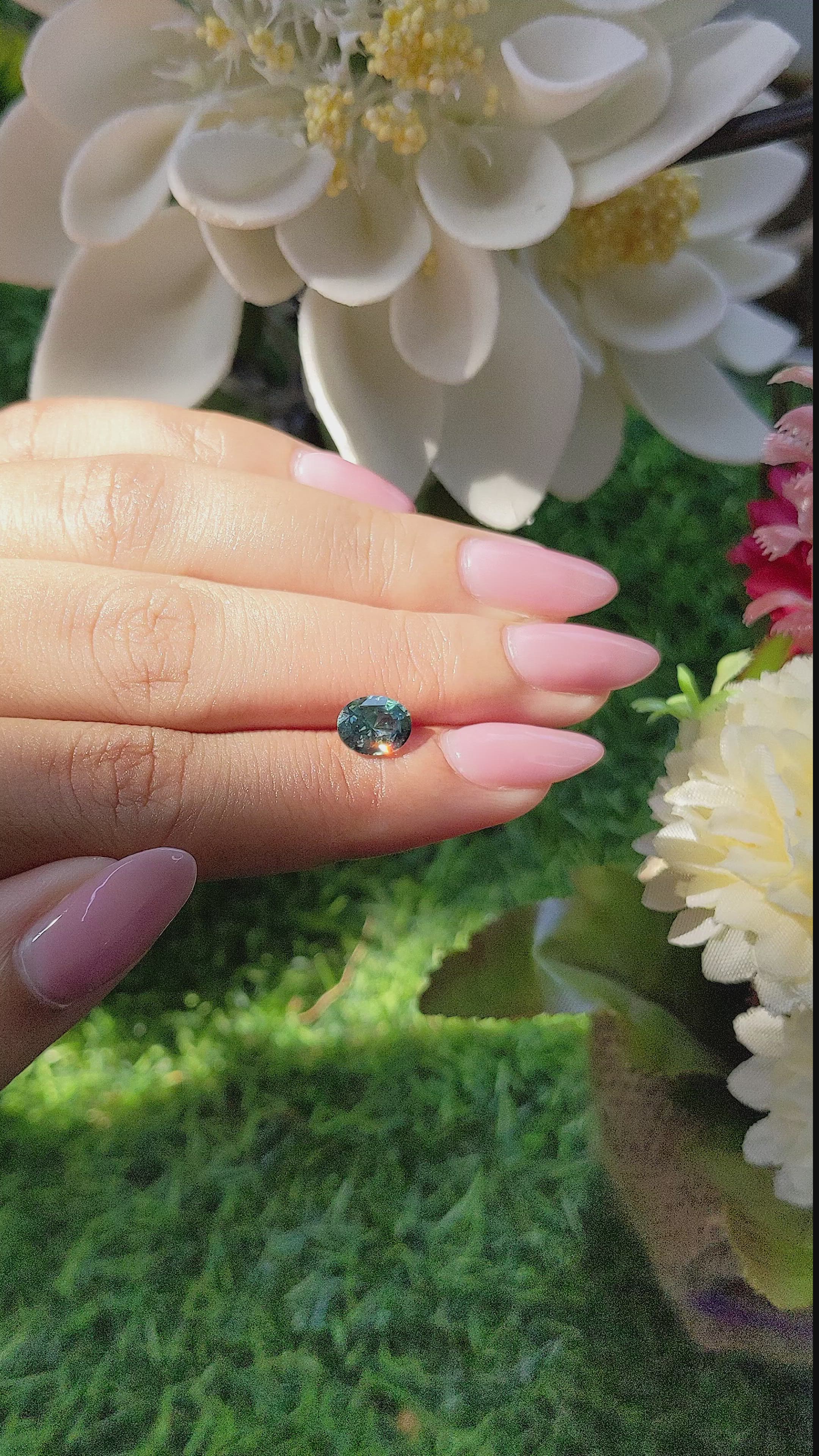 1.60 Ct. Bluish Green Sapphire from Madagascar Size Video